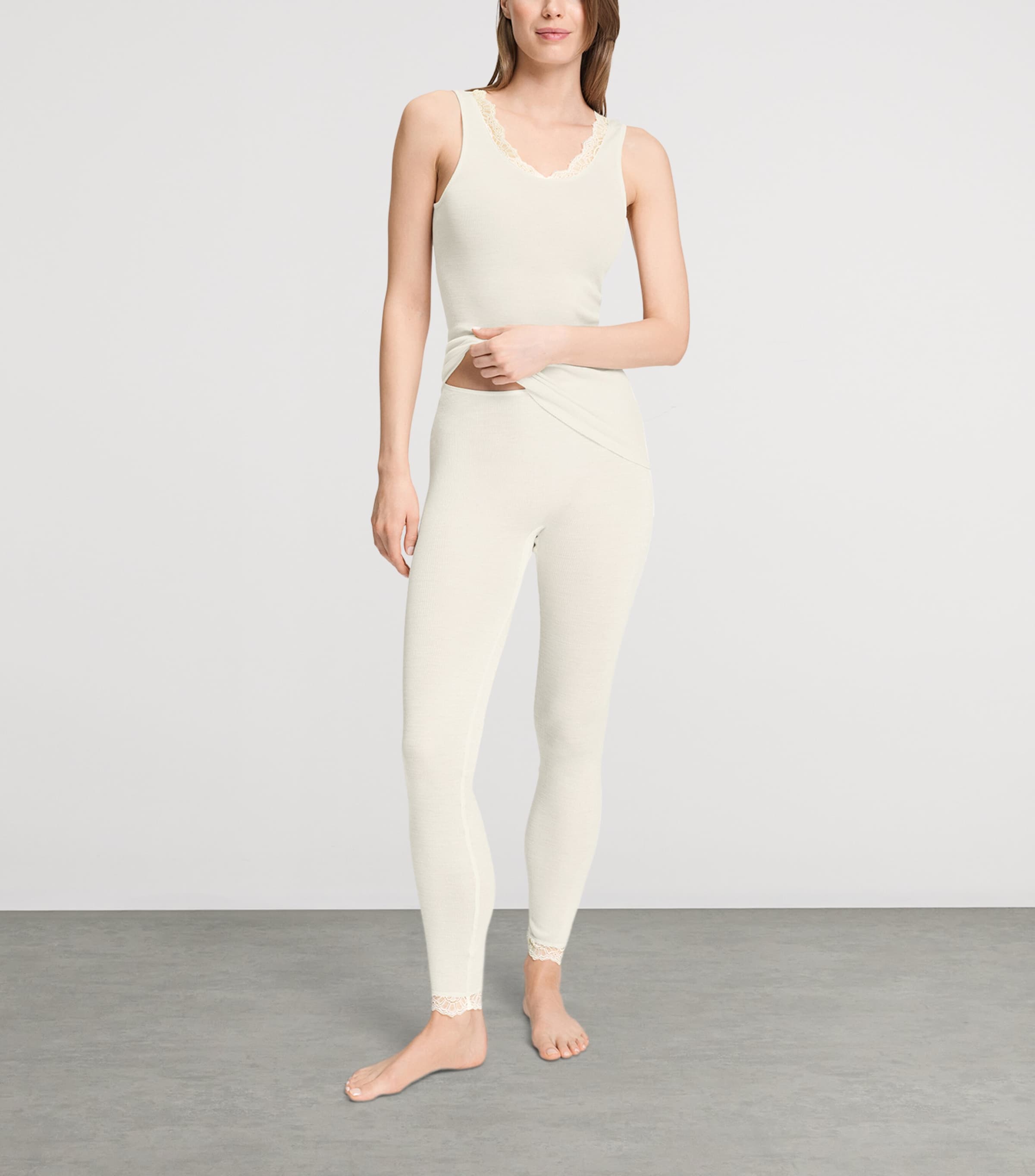 Hanro Womens Wool-Silk Tank Top Misty White Image 2