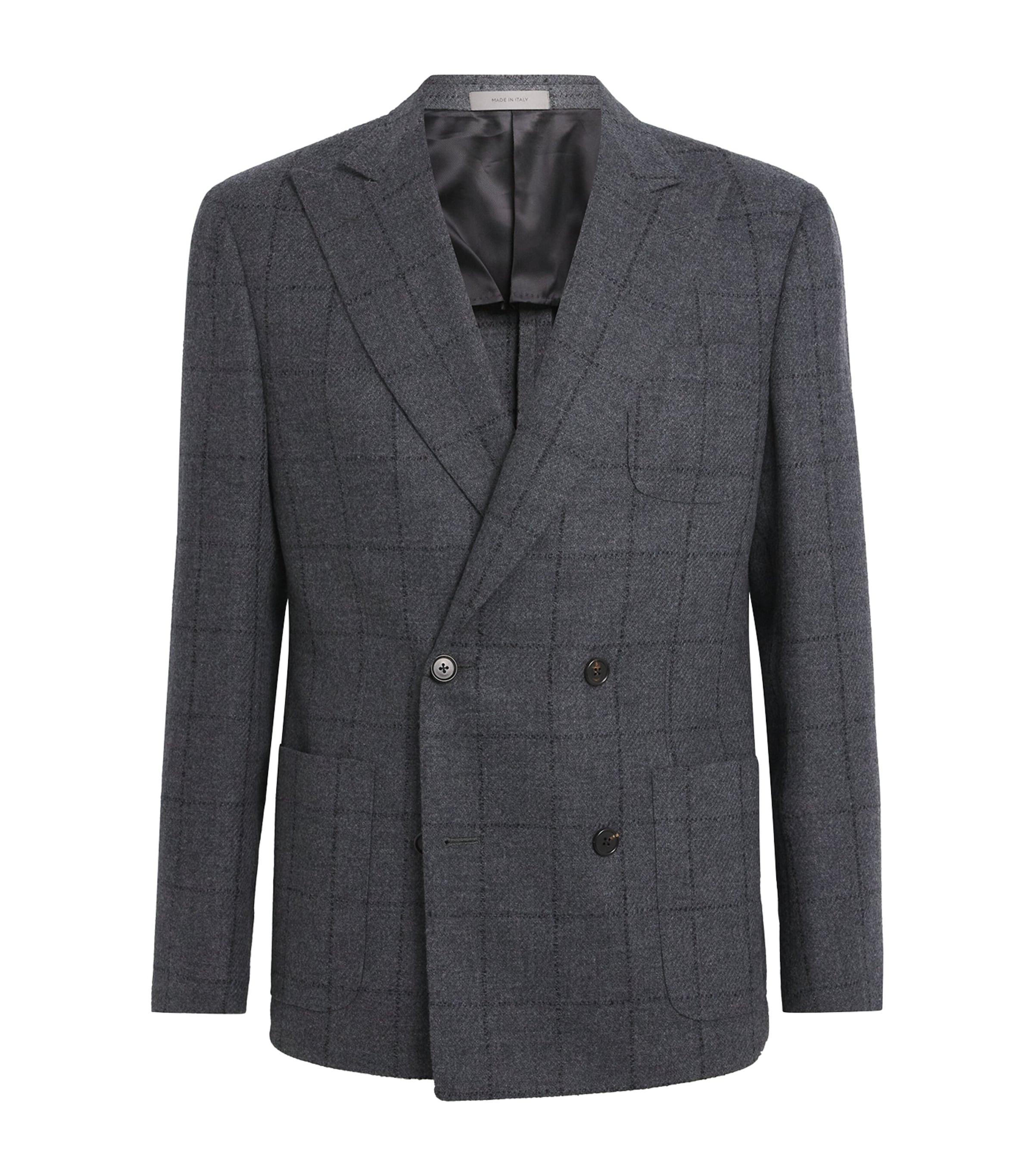Corneliani Virgin Wool-cashmere Check Blazer In Gray