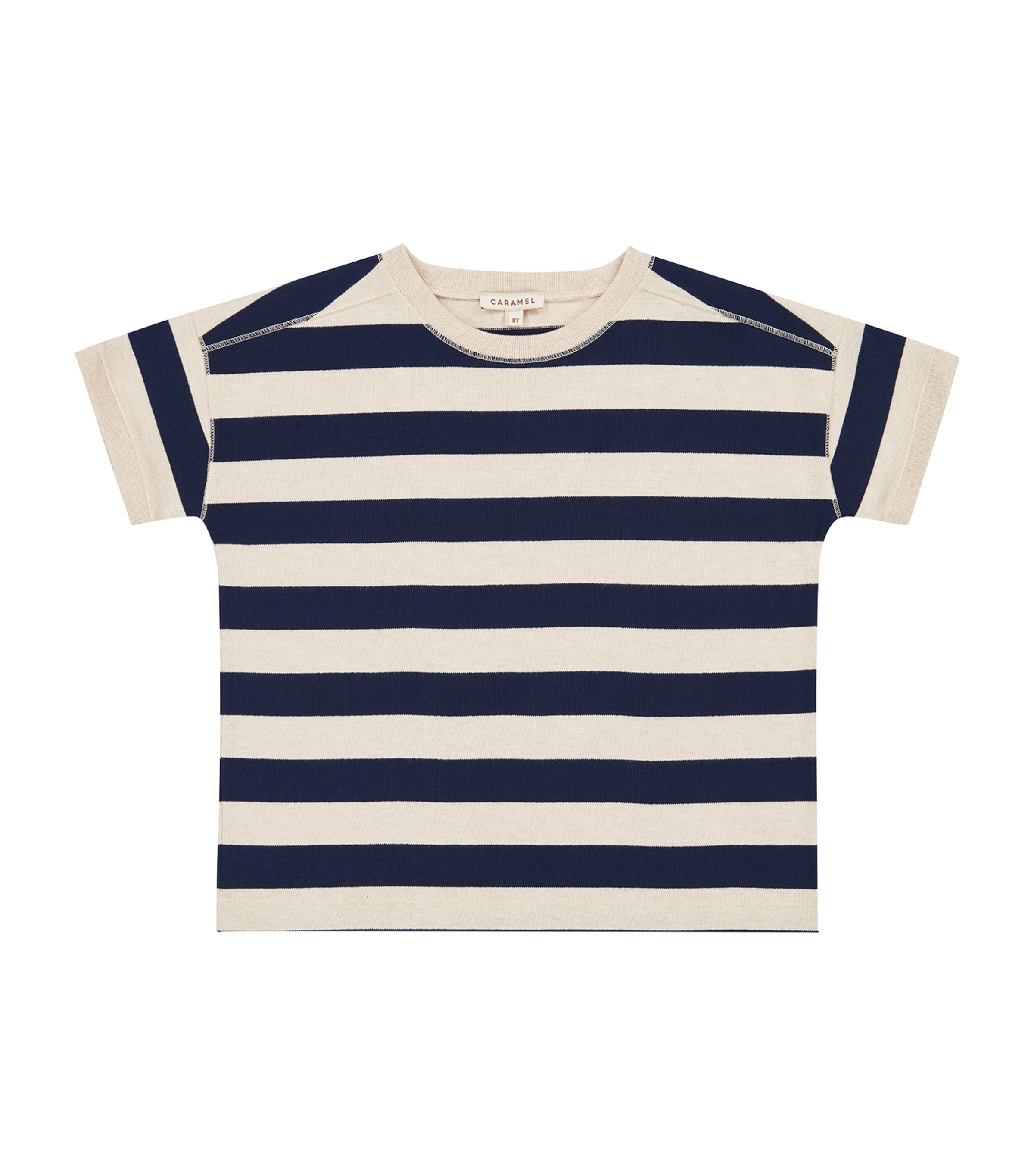 CARAMEL COTTON STRIPED DREGEA T-SHIRT
