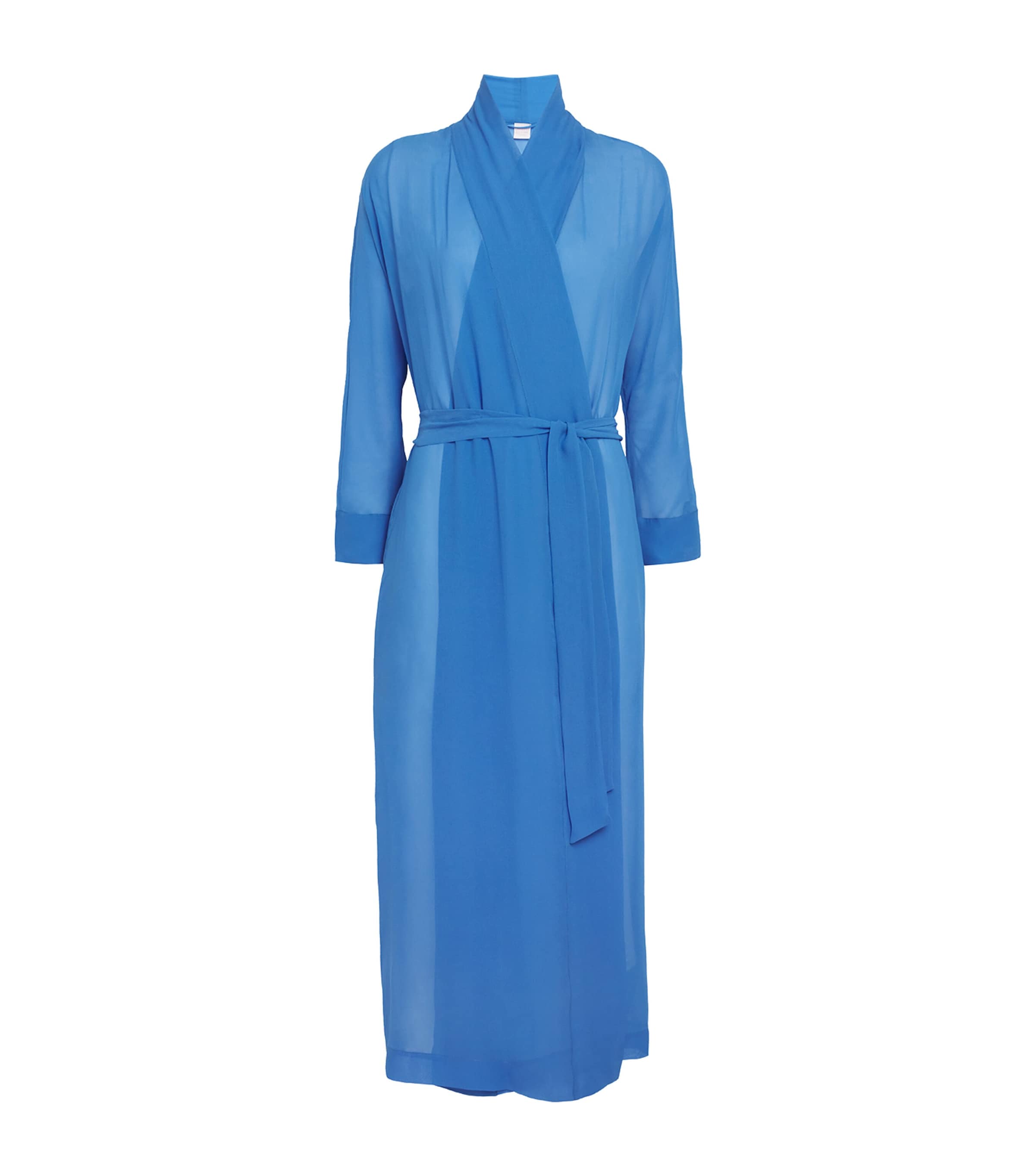 Loretta Caponi Silk Georgette Cassandra Robe In Blue