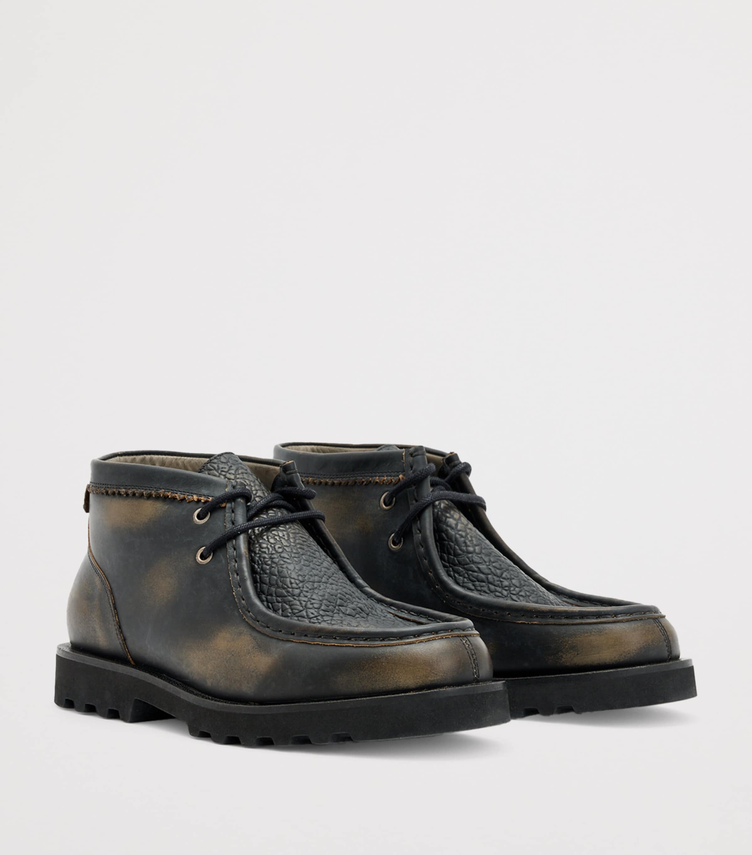 Leather Skiff Boots BLACK/BROWN Image 2