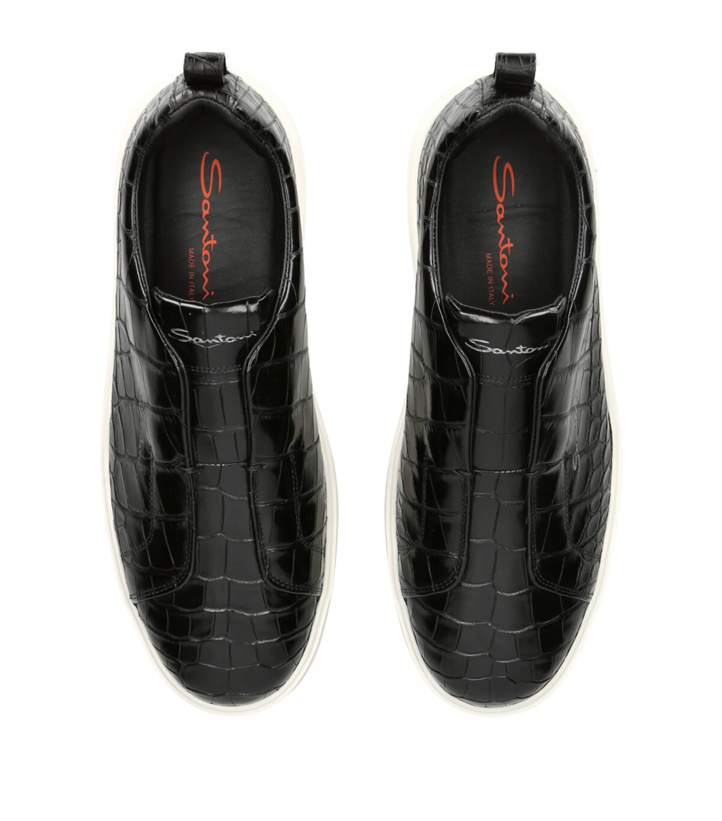 Santoni Crocodile Leather Clean Icon Sneakers Black Image 4