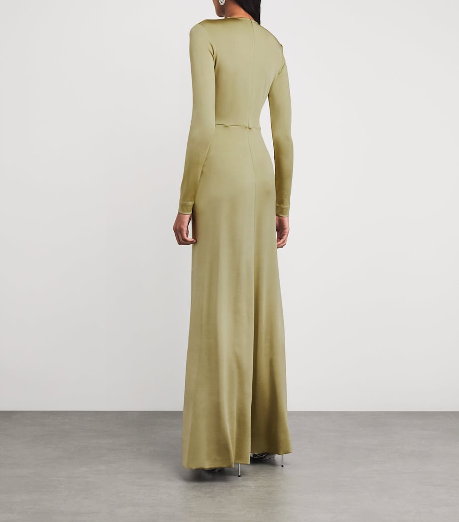 Long-Sleeve V-Neck Gown 6211 PISTACHIO Image 3