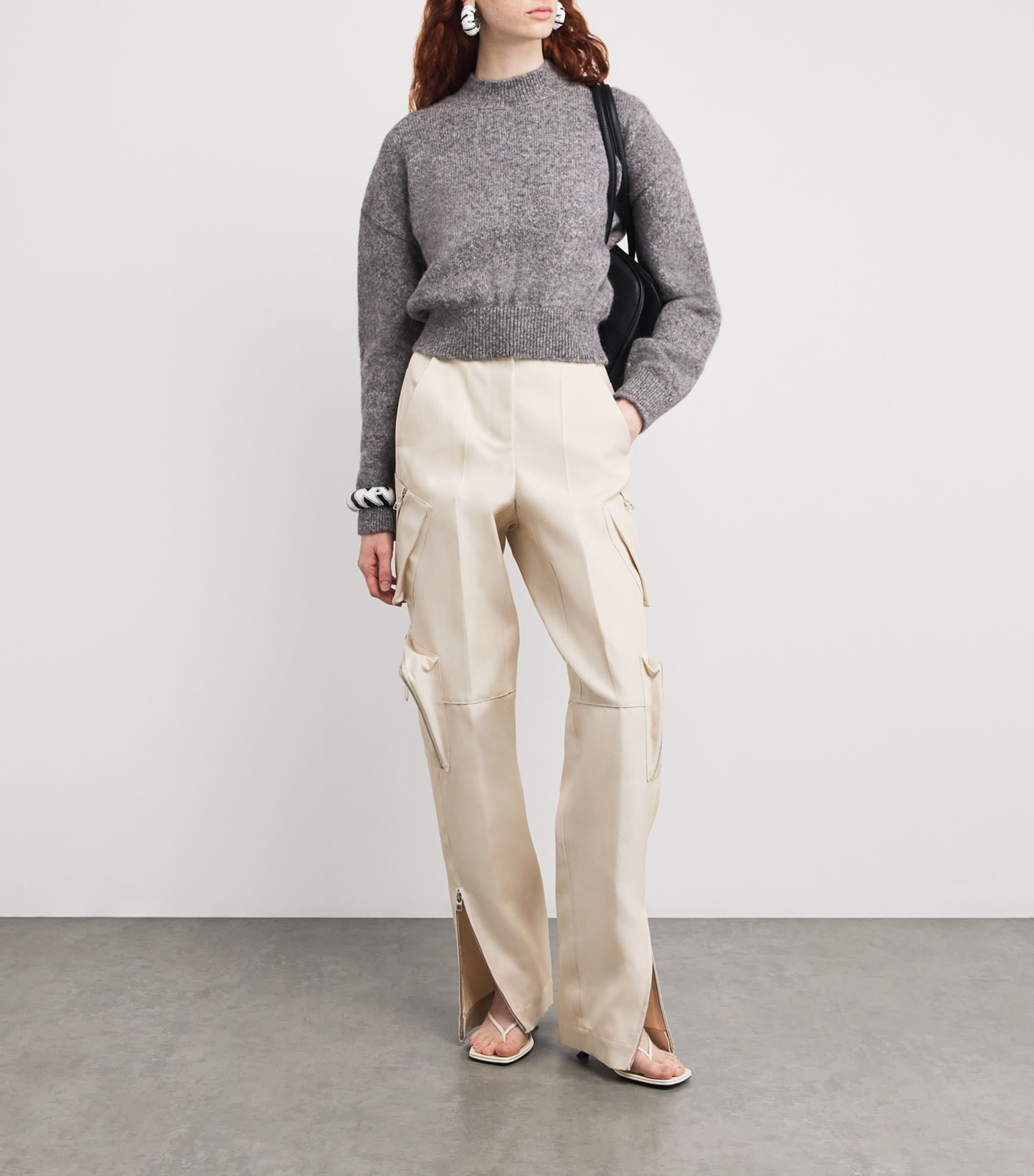 Jacquemus Womens Alpaca Wool-Blend Logo Sweater Grey Image 2