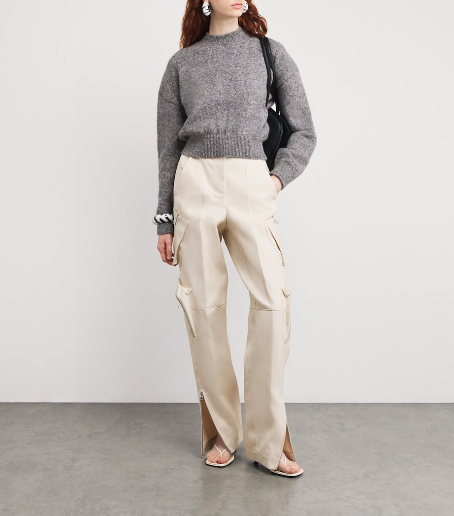 Jacquemus Womens Alpaca Wool-Blend Logo Sweater Grey Image 2