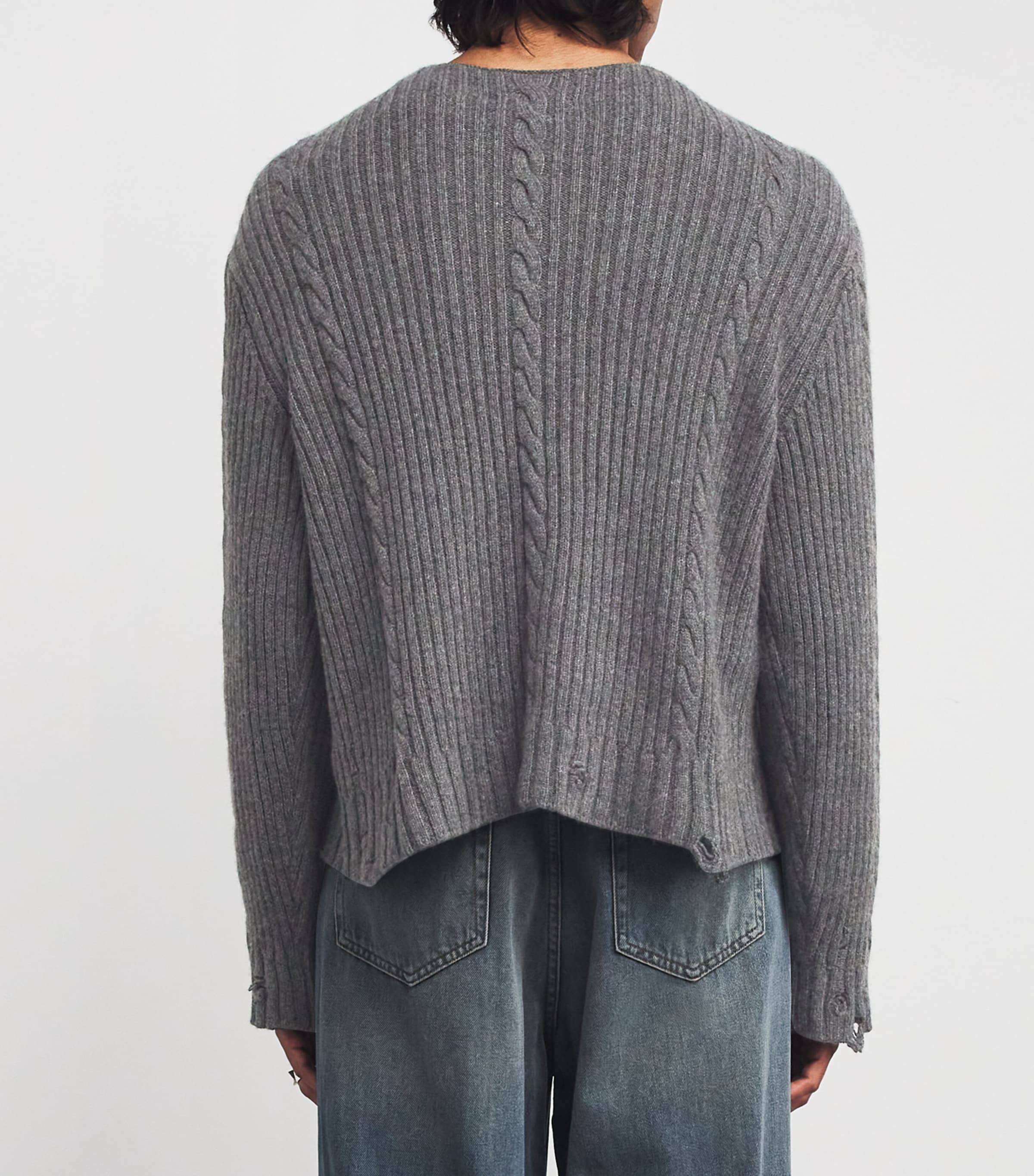 Cashmere Distressed Sweater GREY Image 3