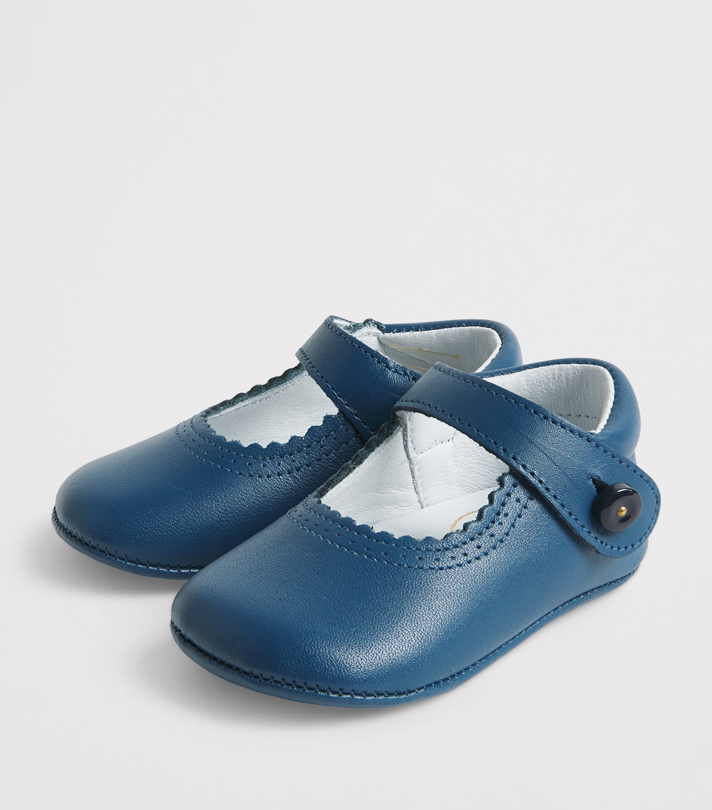 PEPA LONDON Leather Mary Jane Pram Shoes Blue Image 2