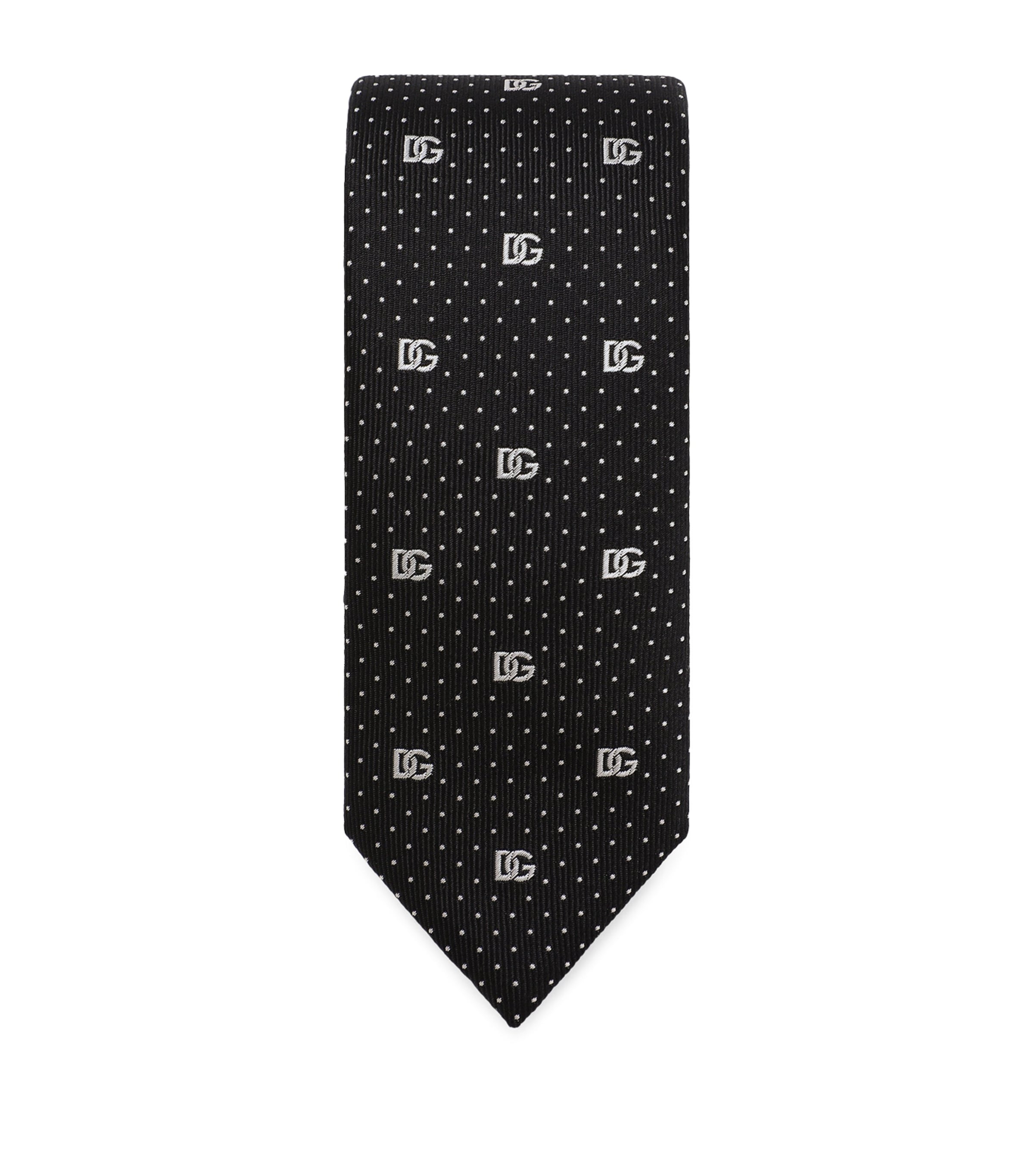 Silk Logo Tie N0004-BLACK/WHITE Image 1