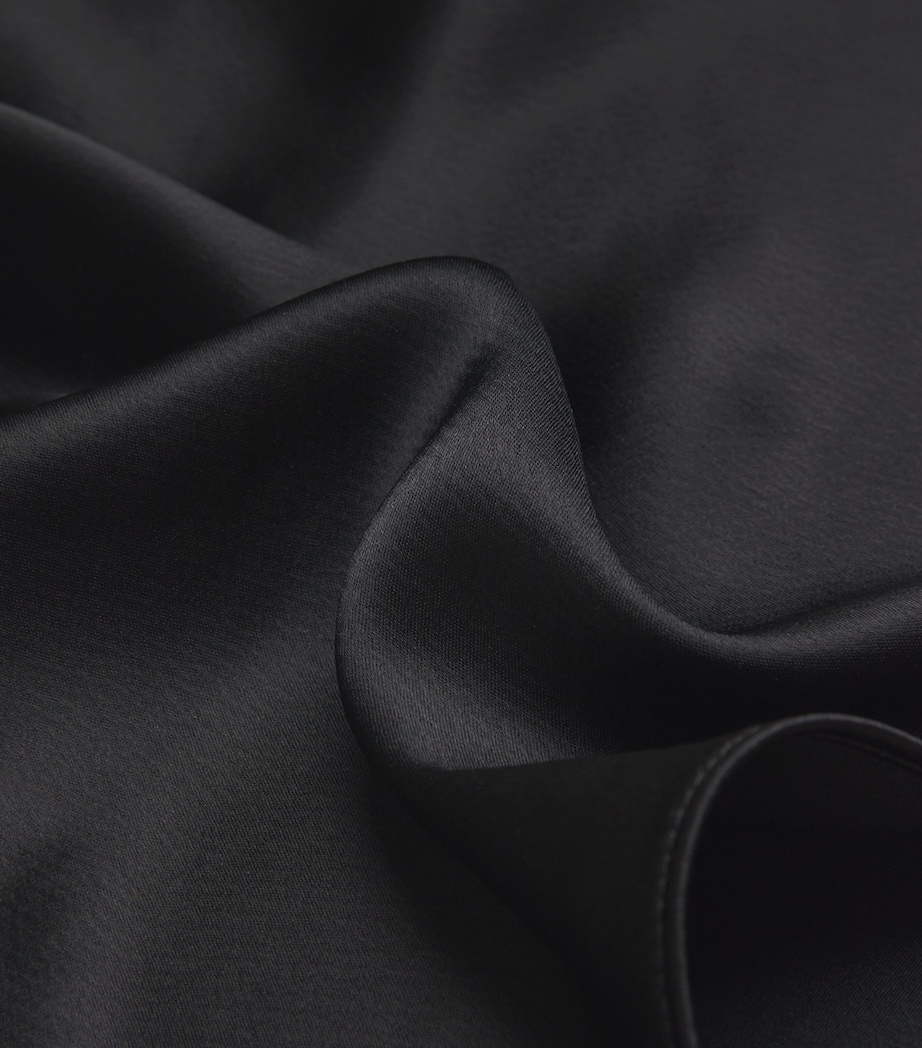 Satin Lace-Trim Barb Cami Top BLACK Image 5