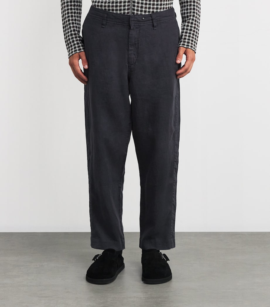 Linen Wide-Leg Trousers BLACK Image 3