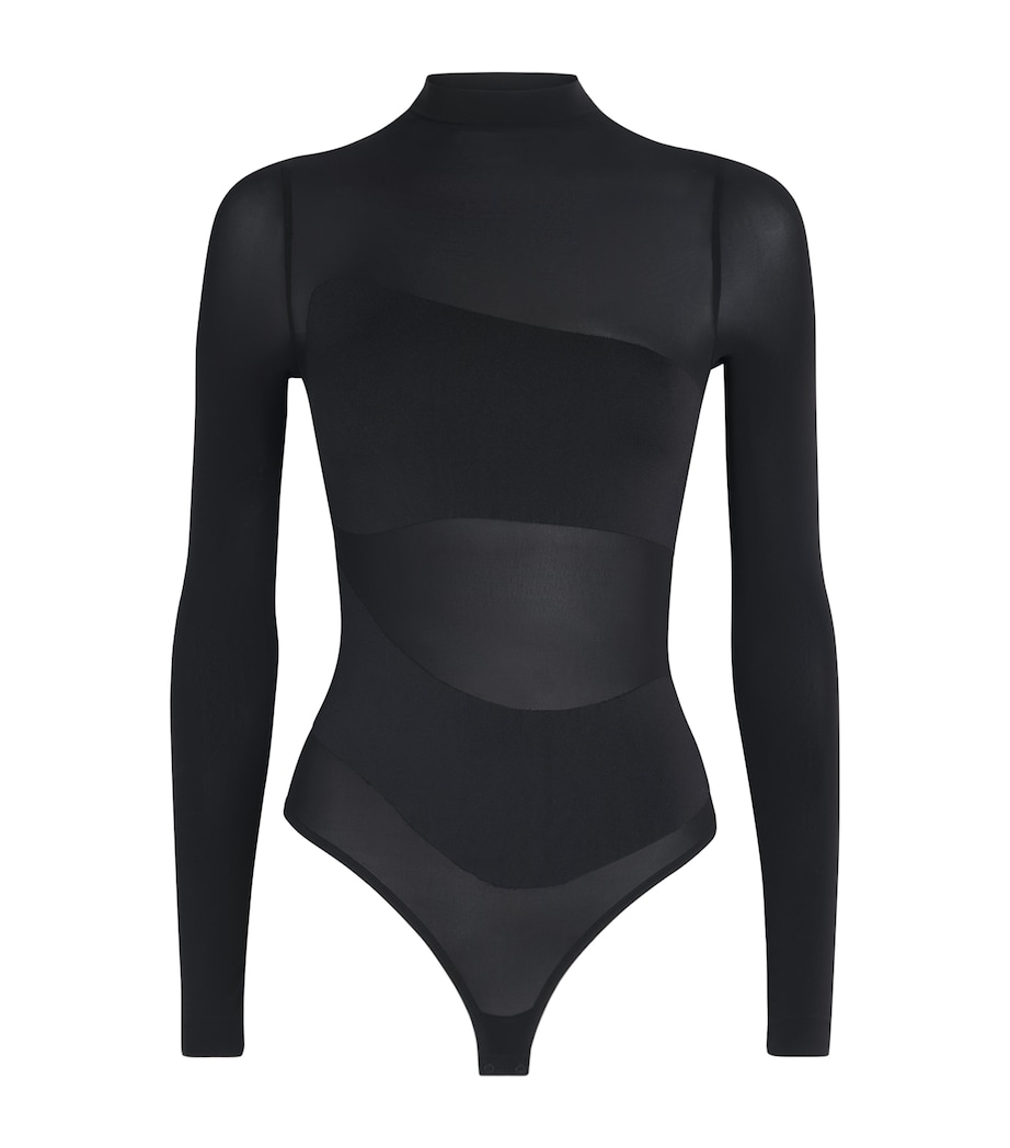 Sheer Panel Bodysuit 7005 BLACK Image 1