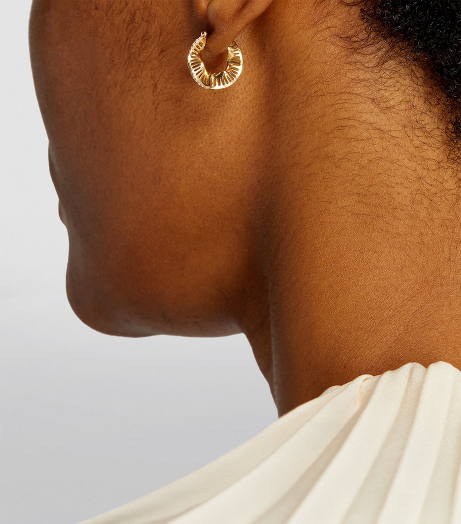 Yellow Gold and Diamond Cosmic Rays Hoop Earrings YELLOW GOLD Image 5