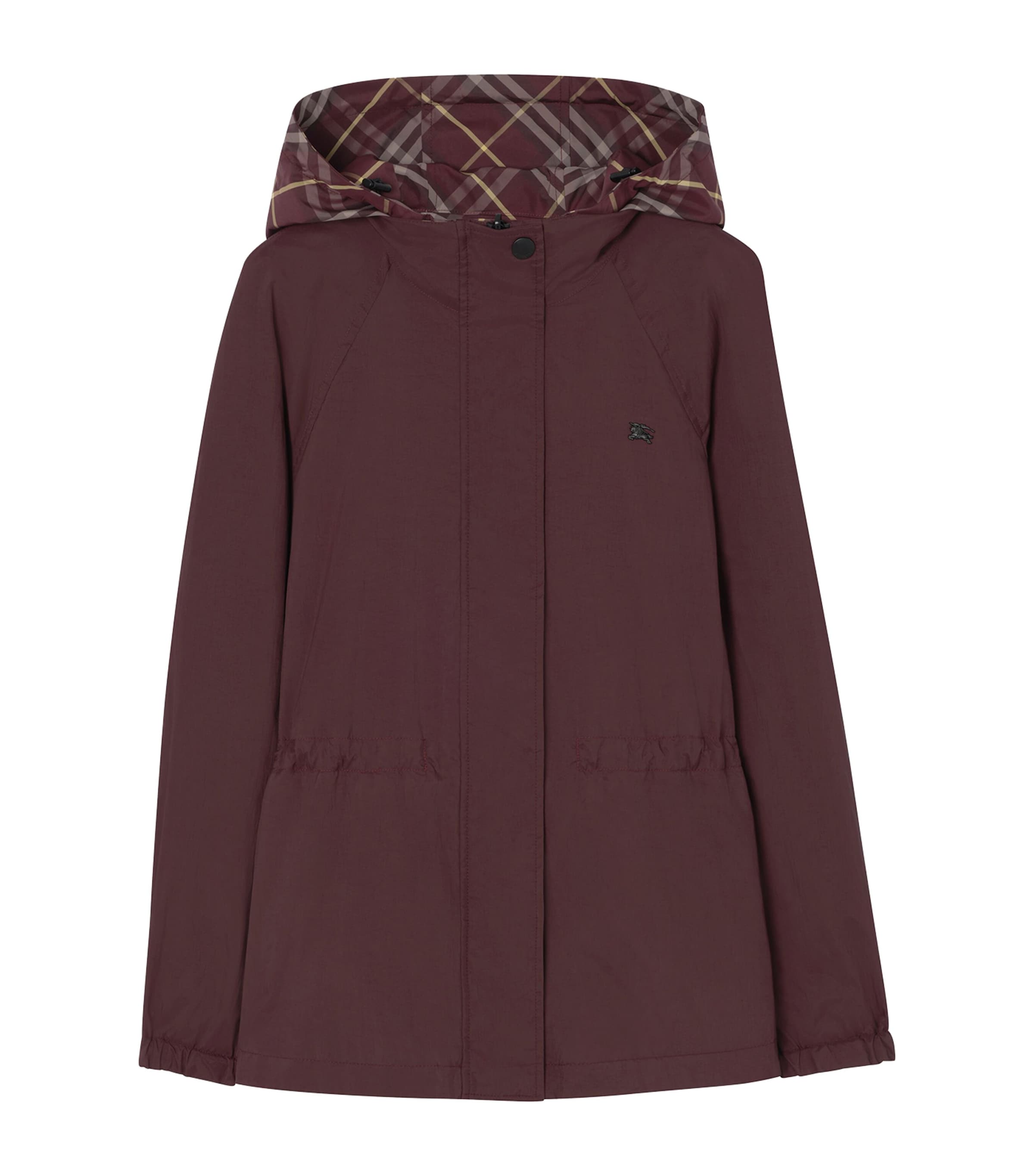 Burberry Womens Reversible Hooded Check Jacket Vineyard Red Image 1