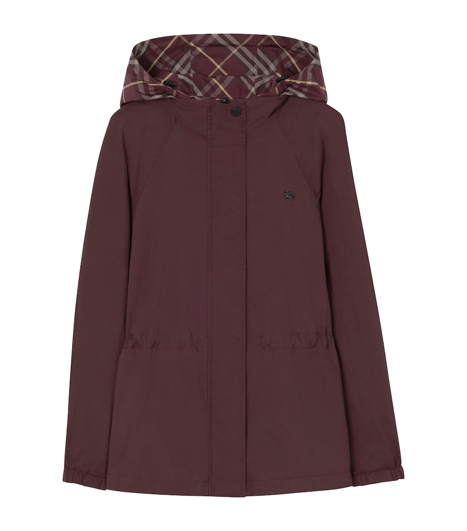 Burberry Womens Reversible Hooded Check Jacket Vineyard Red Image 1