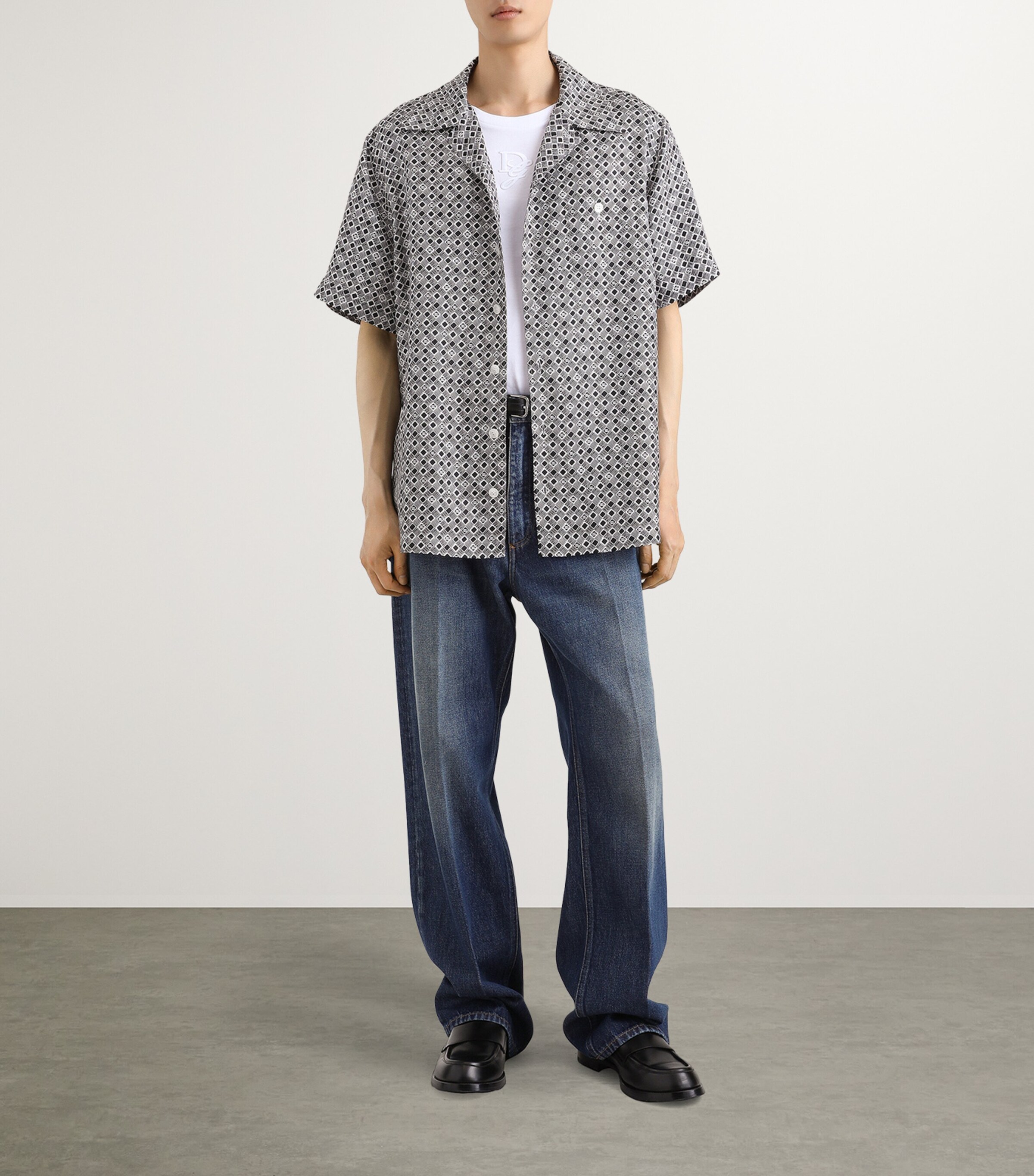 Silk DG Logo Short-Sleeve Shirt HN5KG-NERO Image 2