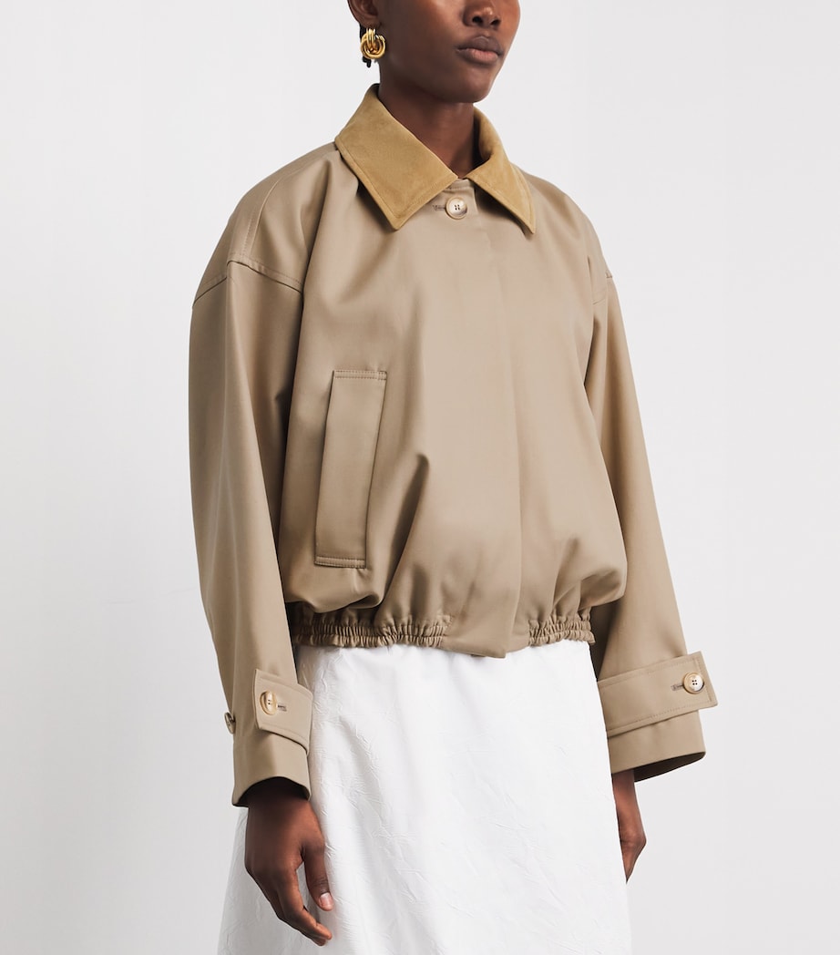 Róhe Womens Cotton Suede-Collar Bomber Jacket Sand Image 4