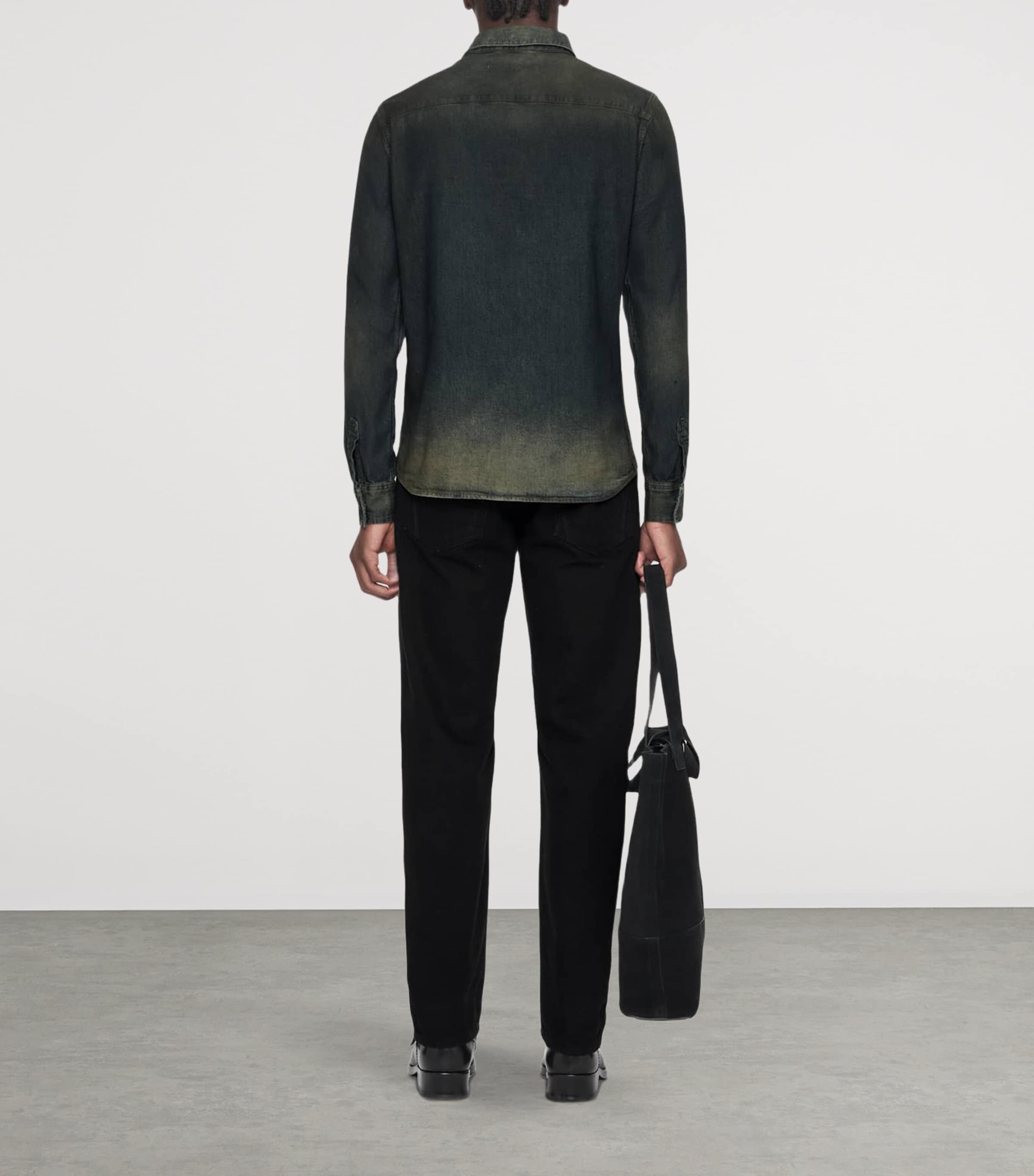 AllSaints Mens Gleason Denim Shirt Tinted Dark Indigo Image 7