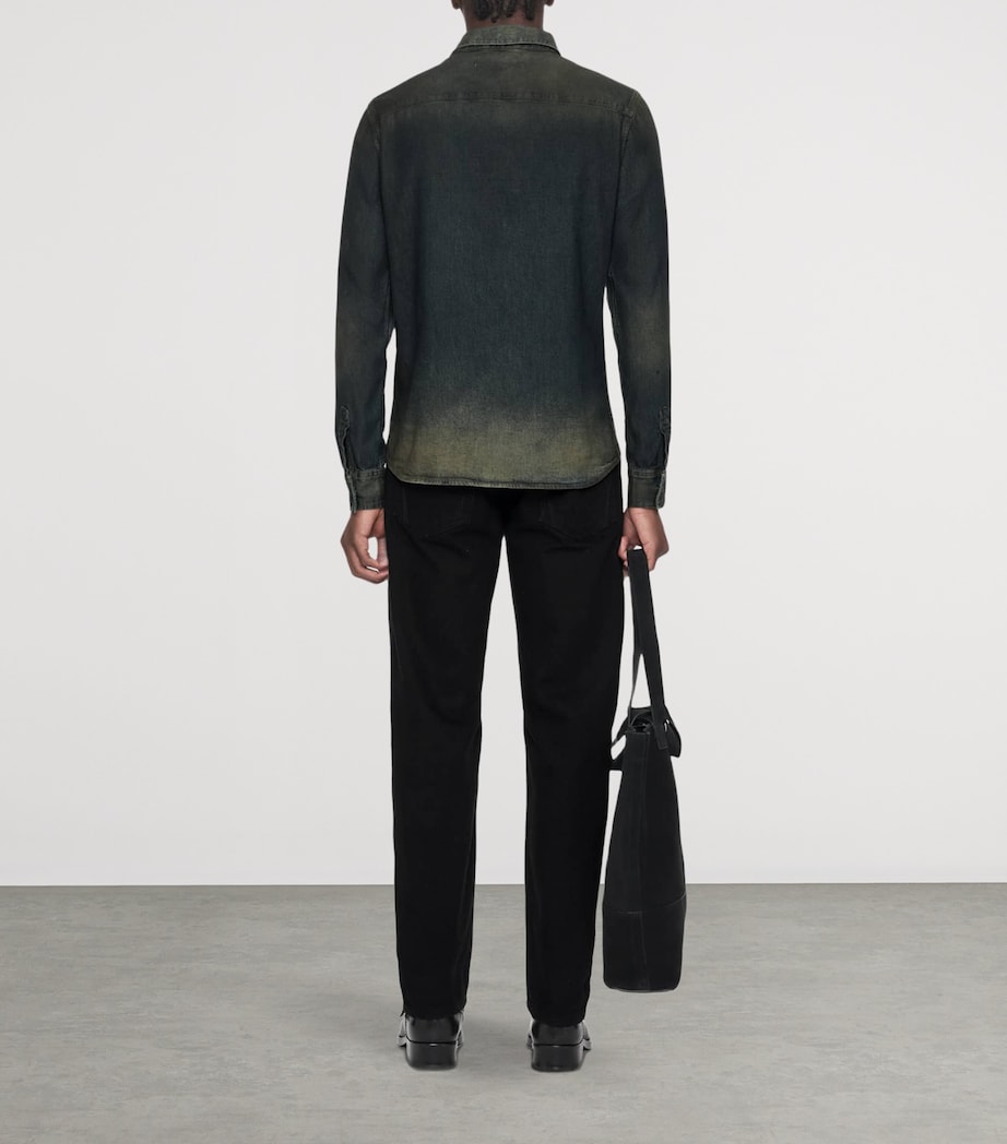 AllSaints Mens Gleason Denim Shirt Tinted Dark Indigo Image 7