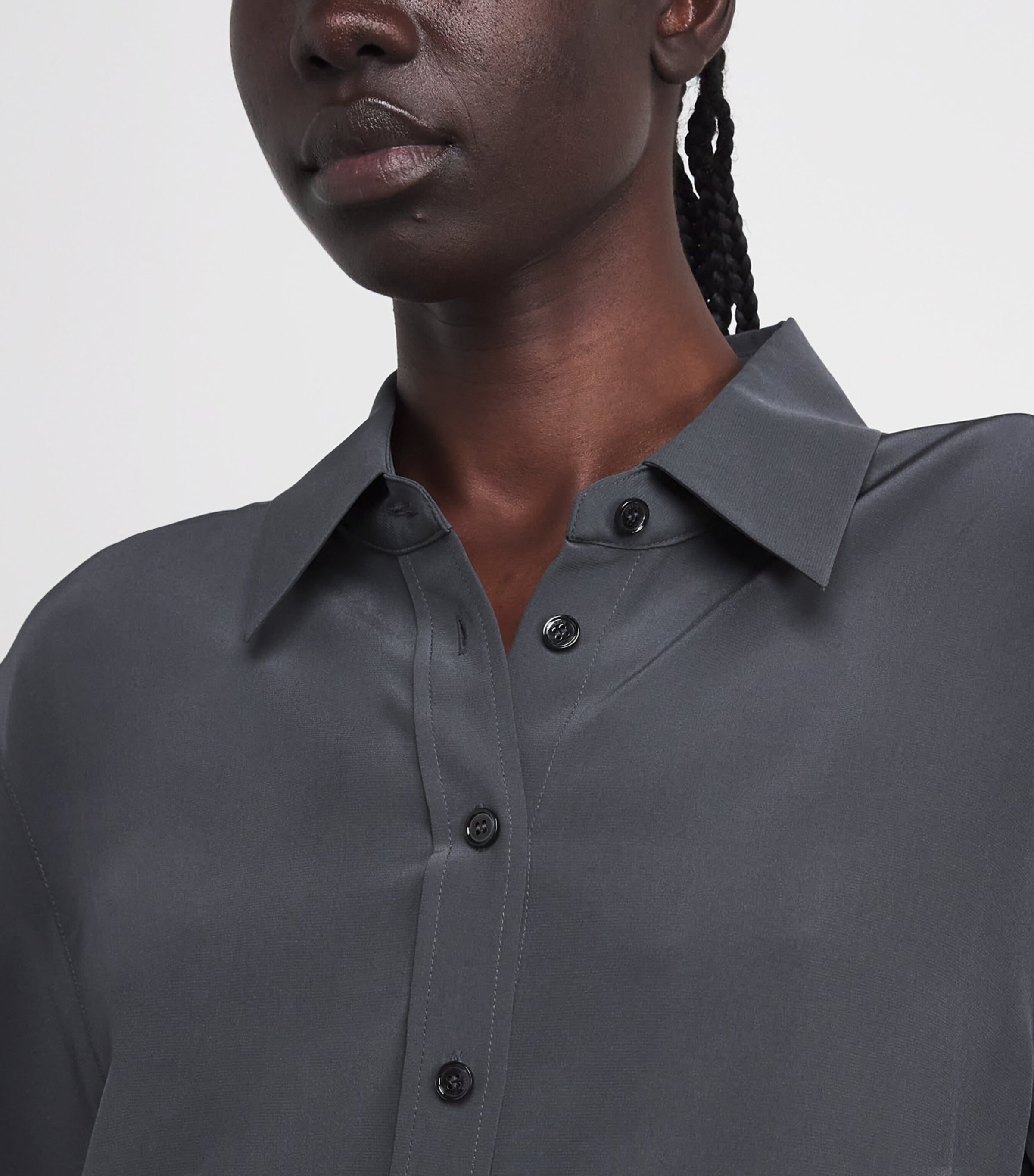 Silk Crepe de Chine Joe Blouse SMOKE Image 6