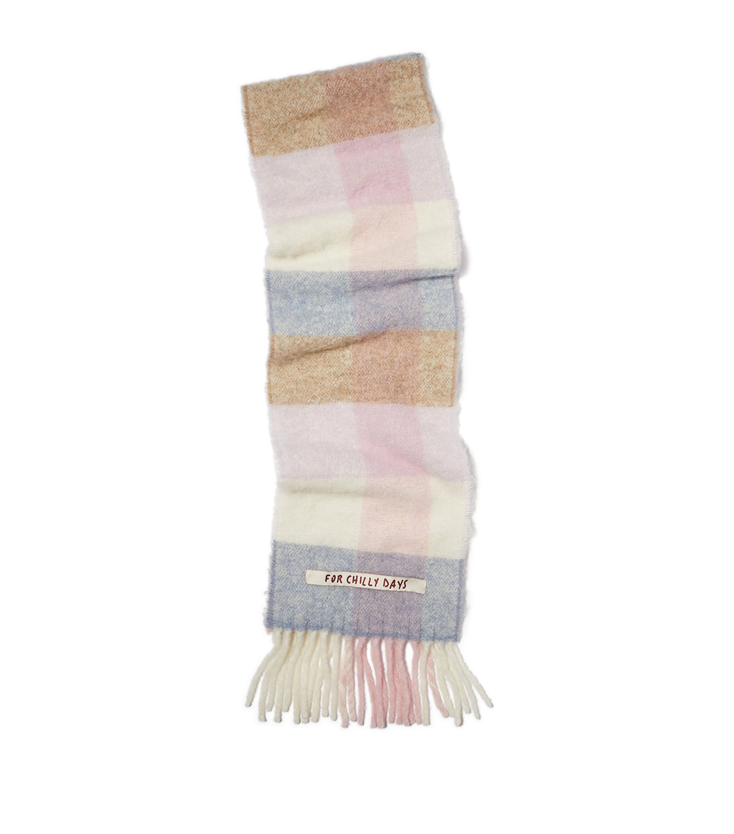 Check Fringed Scarf PINK Image 1