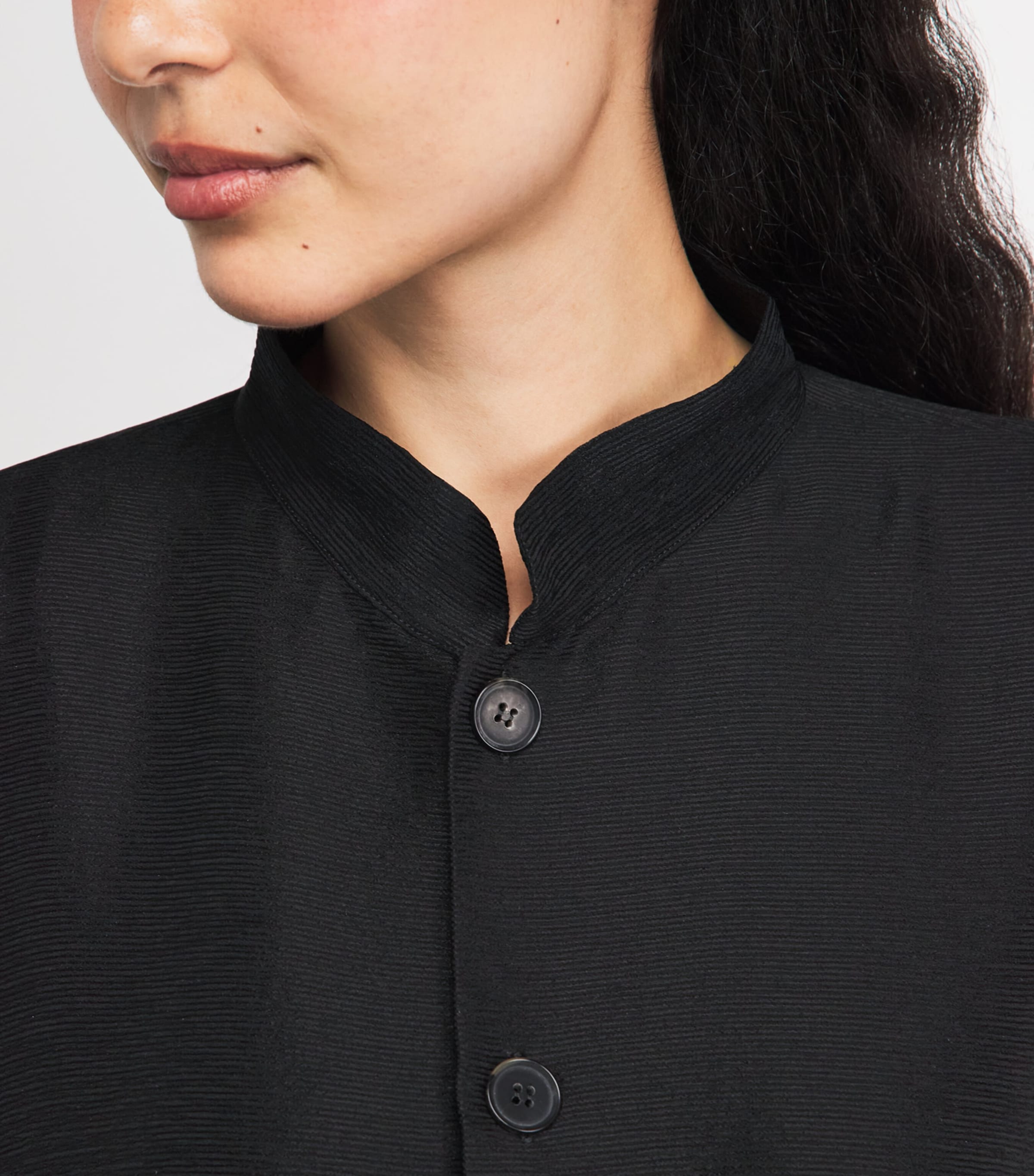 Eskandar Womens Silk Plissé Wide A-Line Jacket Black Image 3