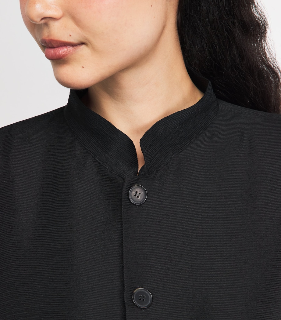 Eskandar Womens Silk Plissé Wide A-Line Jacket Black Image 3