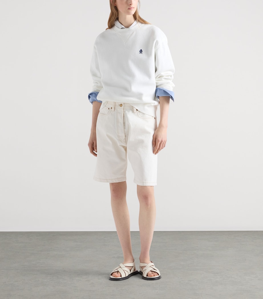 Prada Womens Cotton Logo Sweatshirt White Image 2