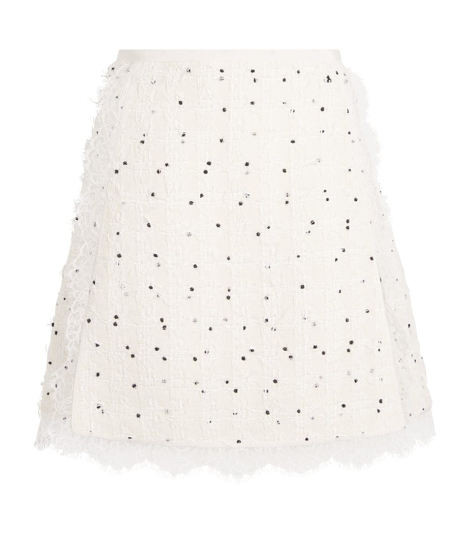 Cotton-Blend Polka Dot Mini Skirt M019 IVORY Image 1
