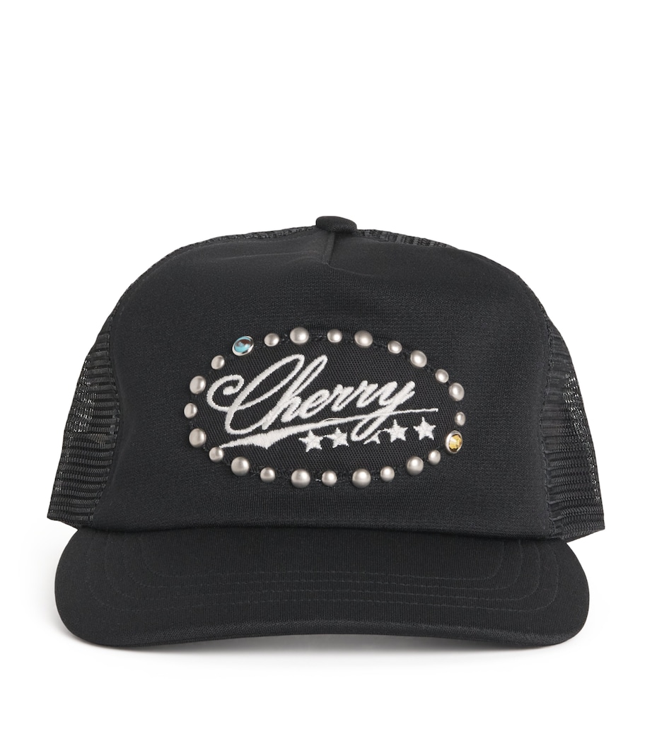 Canvas Logo Embroidery Trucker Cap BLACK Image 1