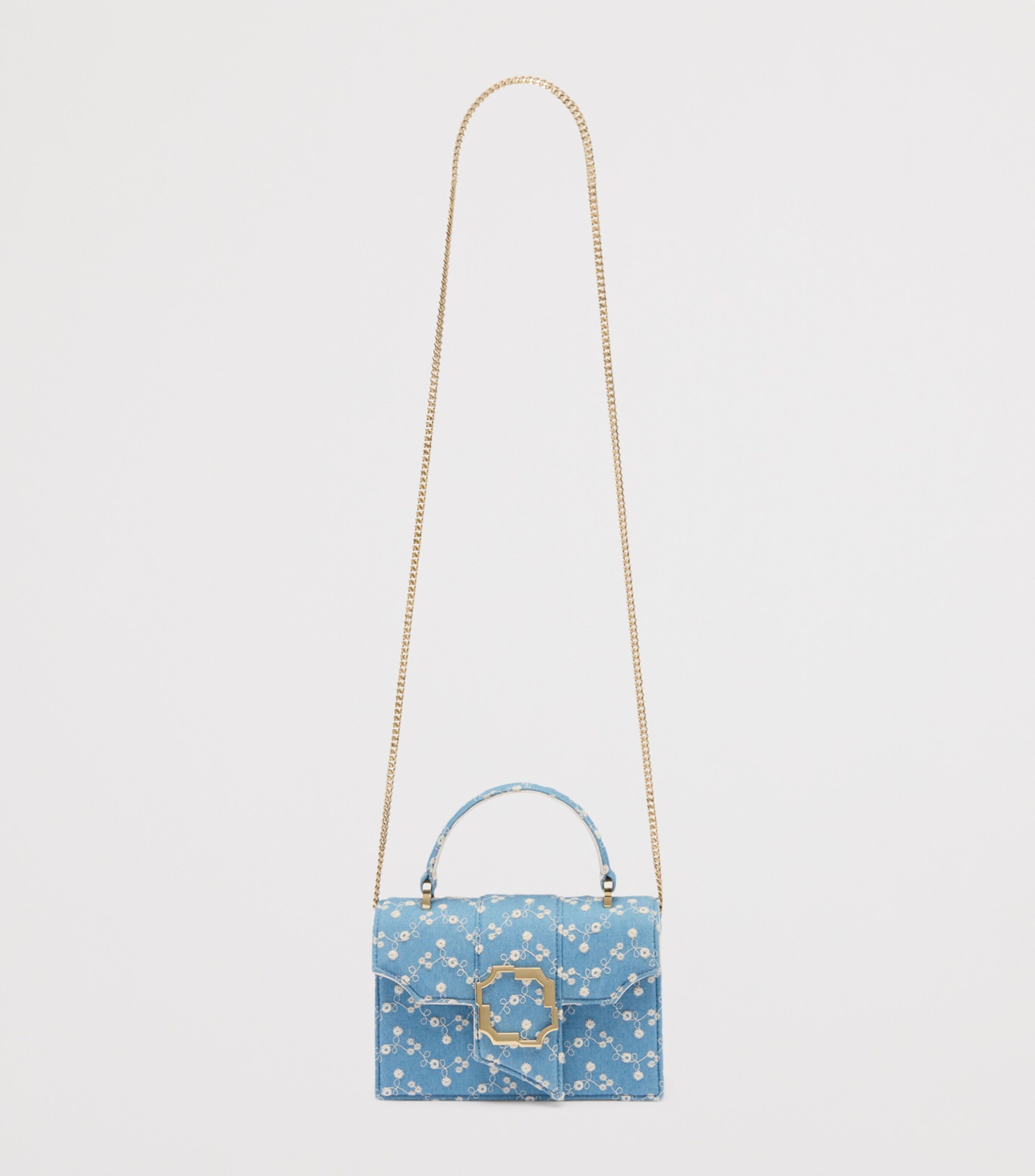 Malone Souliers Mini Denim Floral Aubrey Top-Handle Bag Blue Image 5