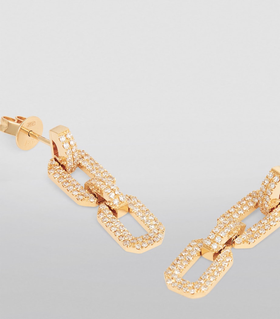 Yellow Gold and Diamond Deco Chain Earrings YELLOW GOLD Image 6