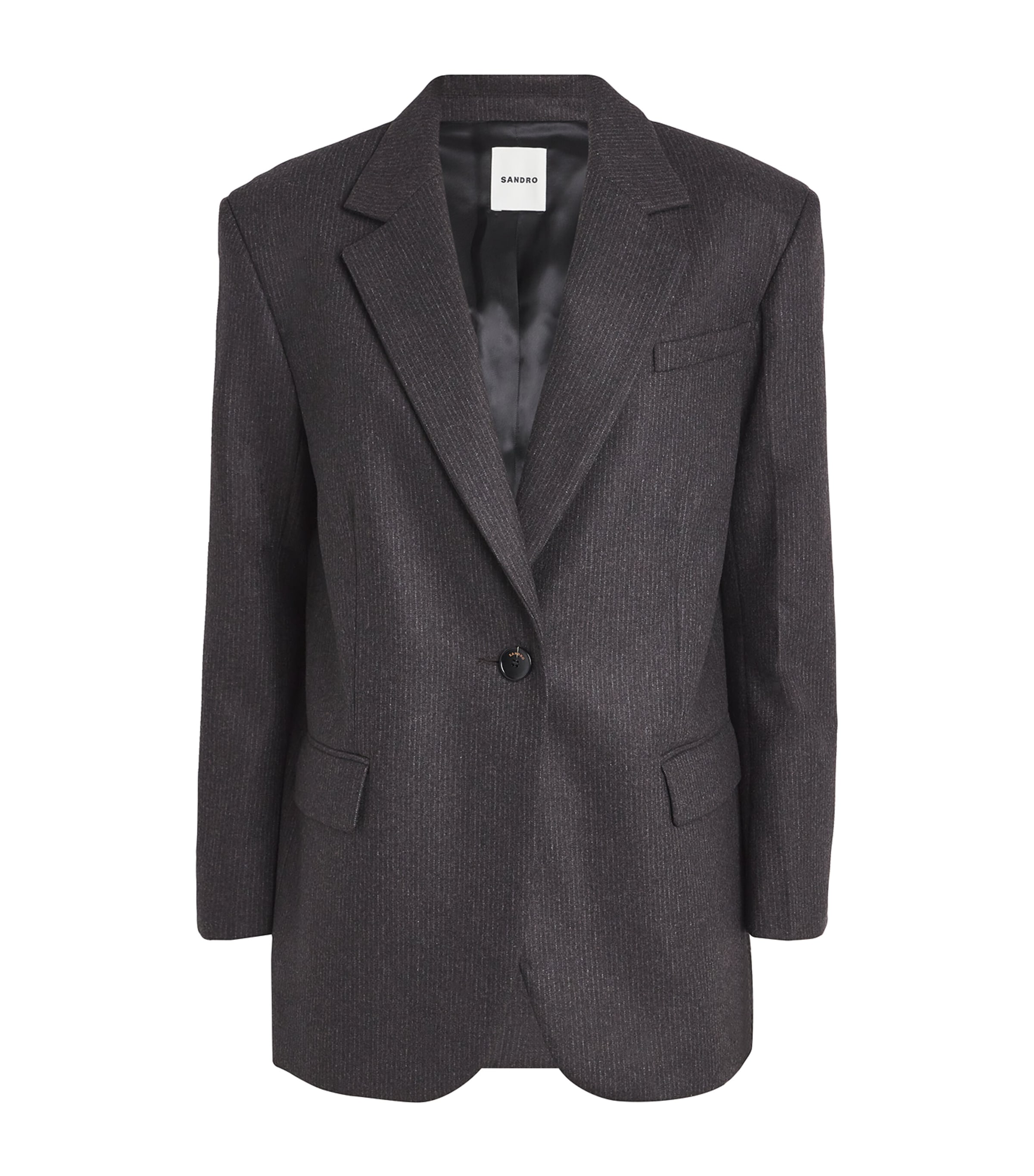 Sandro Pinstripe Single-breasted Blazer In Brown