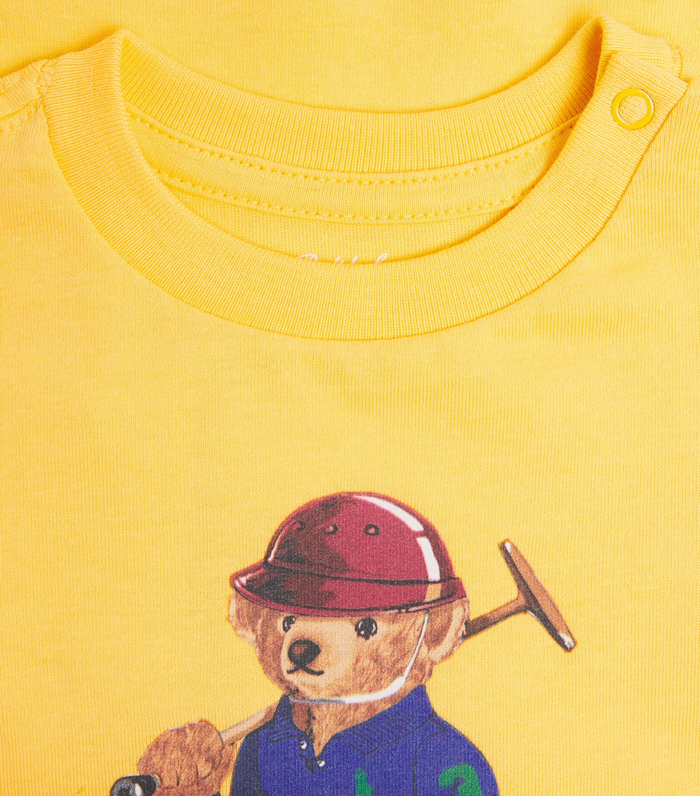 Cotton Polo Bear Long-Sleeve T-Shirt (3-24 Months) BEARYELLOW Image 3