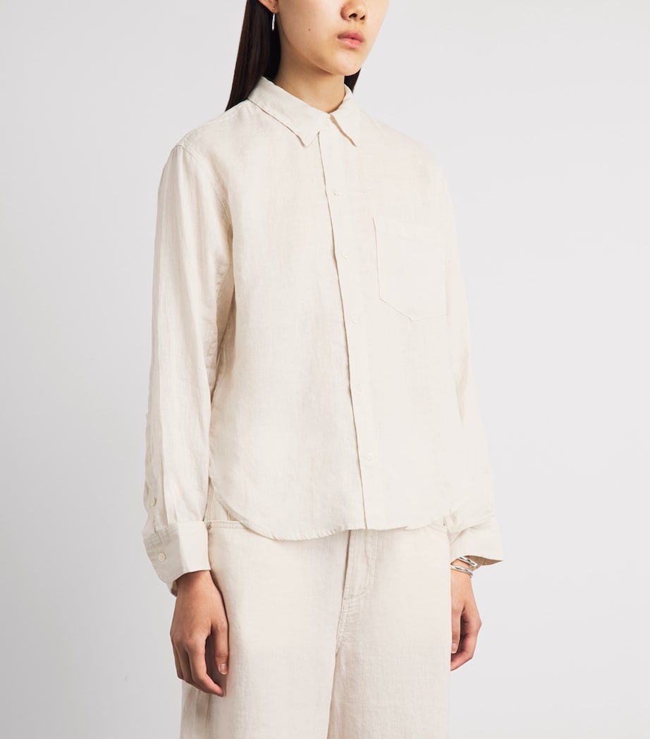 Citizens of Humanity Womens Linen Shrunken Kayla Shirt Pale Stone Image 4