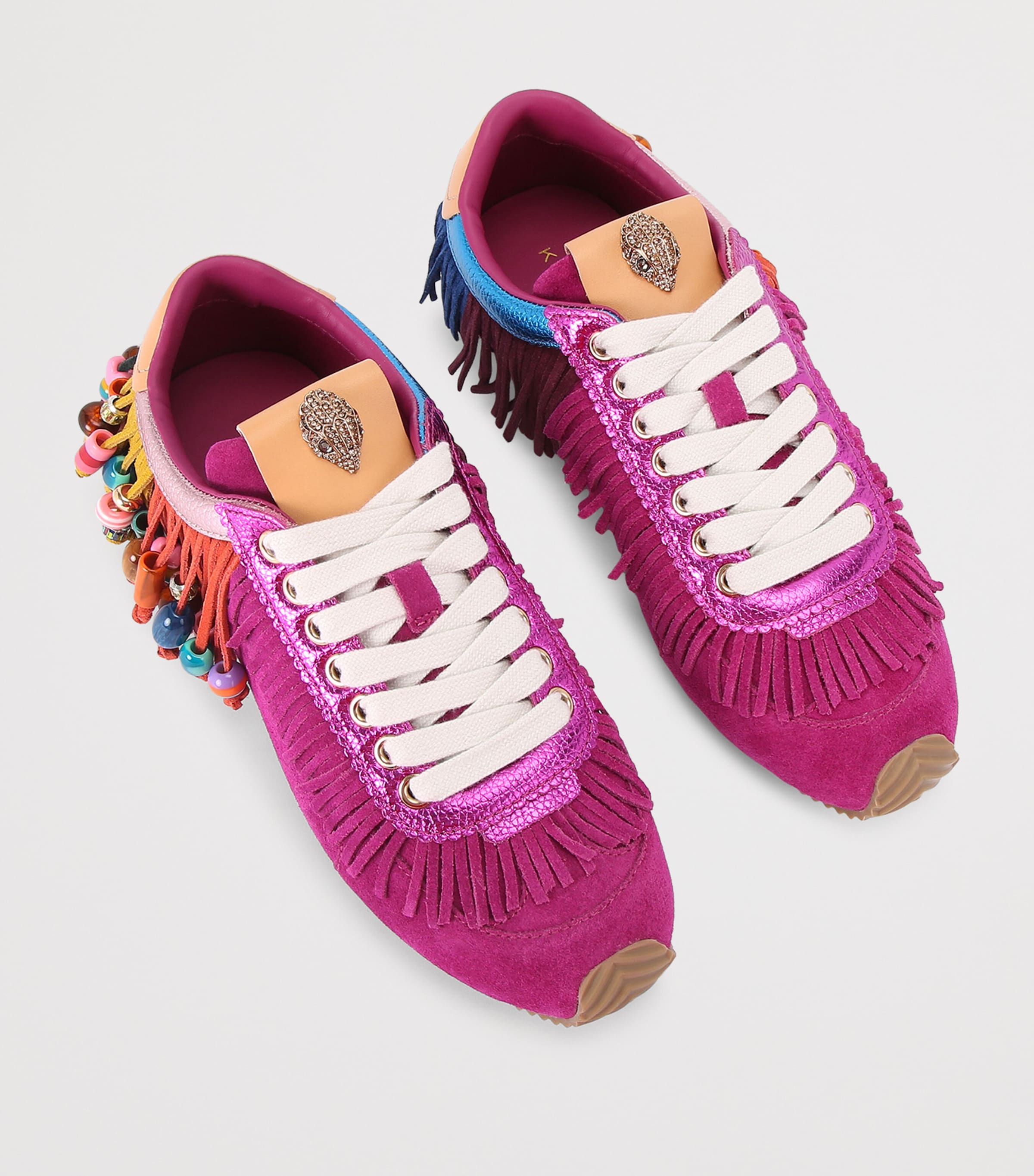 Kurt Geiger London Suede Islington Beaded Tassel Sneakers Fushia Cmb Image 4