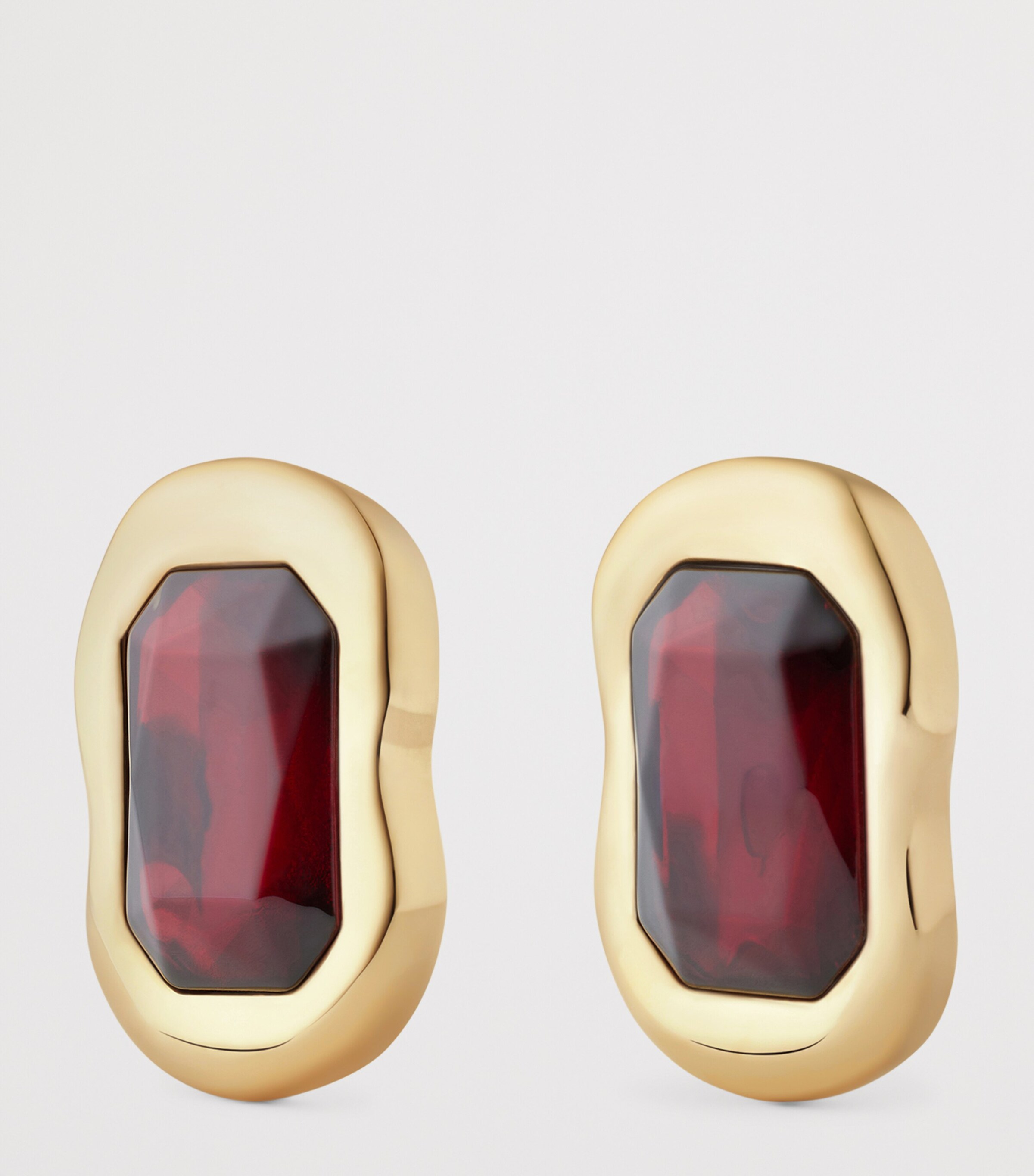 Embellished Sculptural Earrings GOLDEN/RED Image 3