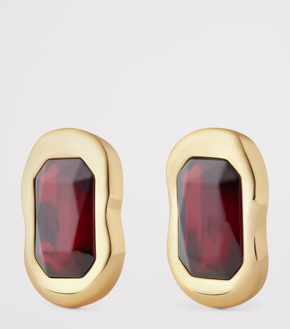 Embellished Sculptural Earrings GOLDEN/RED Image 3