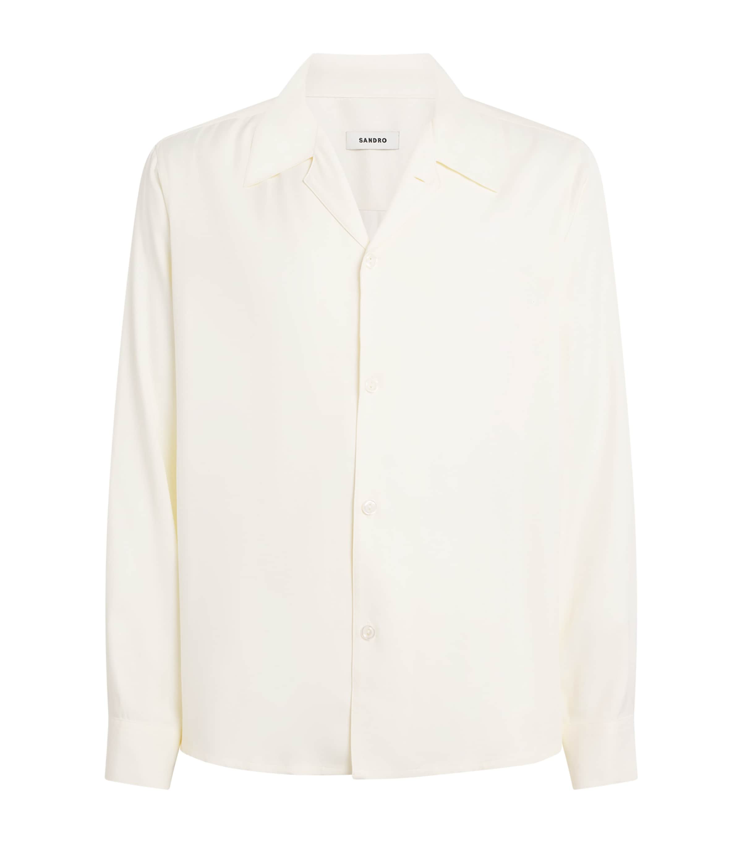 Sandro Paris Mens Notched-Collar Shirt White Image 1