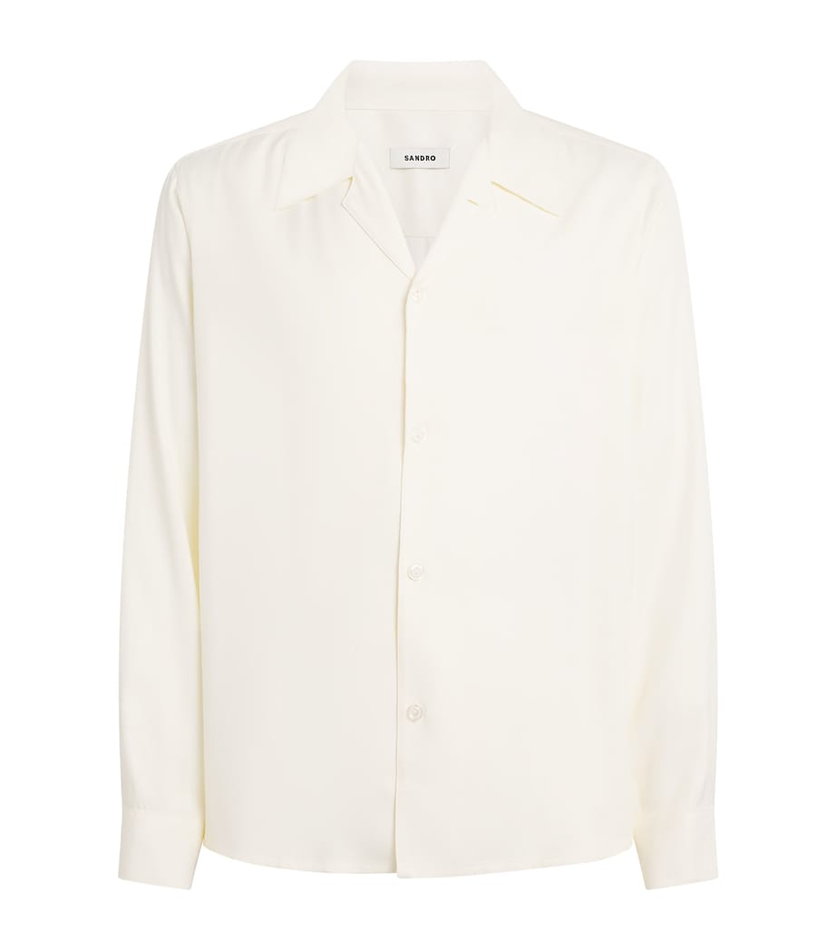 Sandro Paris Mens Notched-Collar Shirt White Image 1