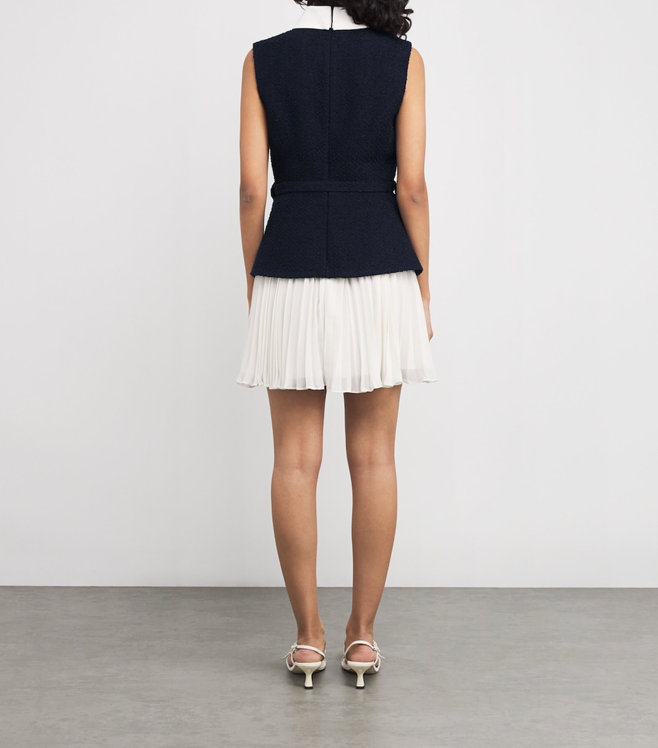 Bouclé-Chiffon Mini Dress BLUE Image 3