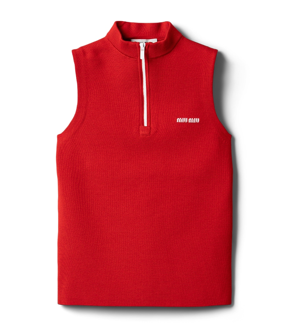 Miu Miu Womens Virgin Wool Half-Zip Sweater Image 1