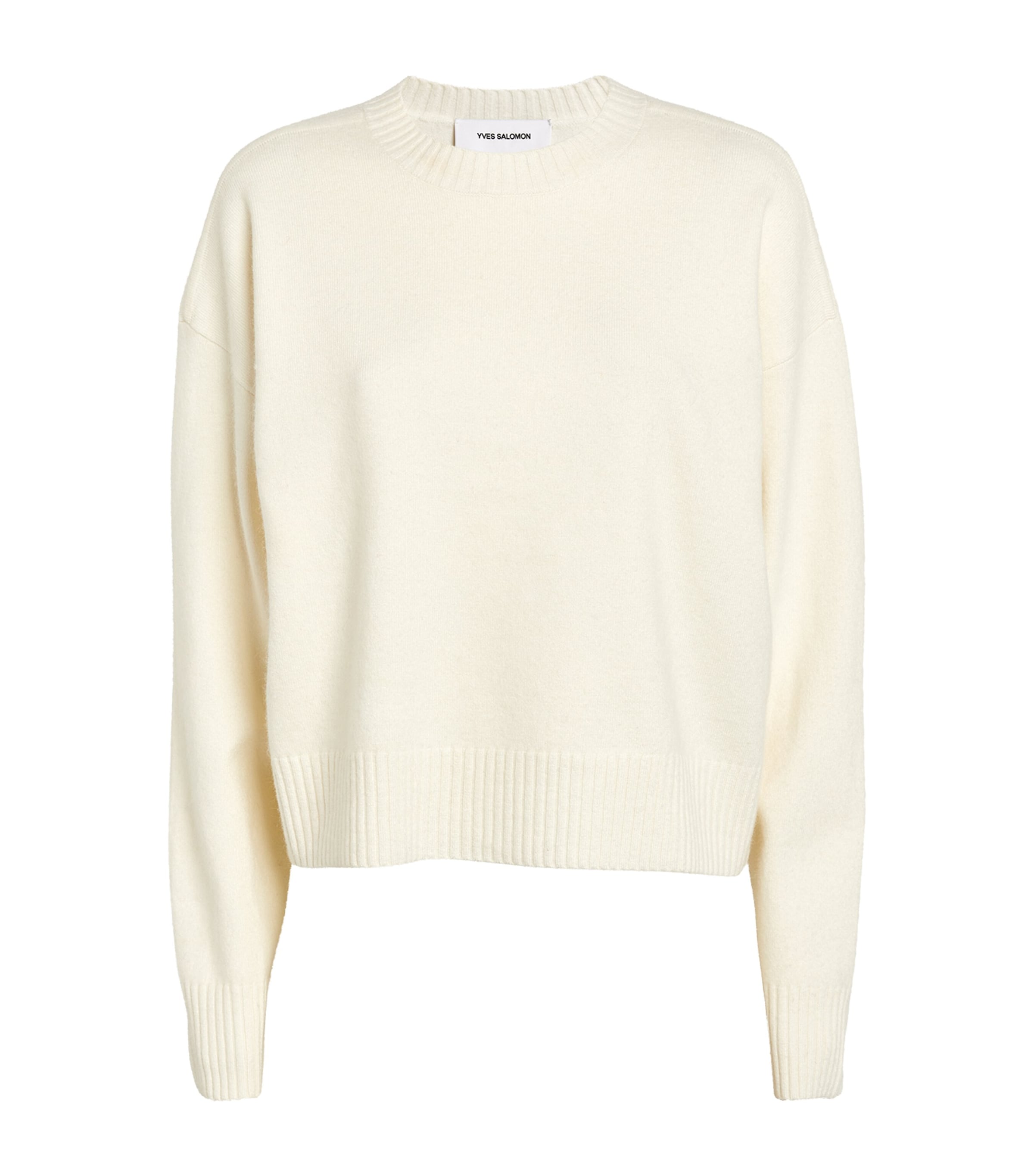 Shop Yves Salomon Knitted Crew-neck Sweater In Beige