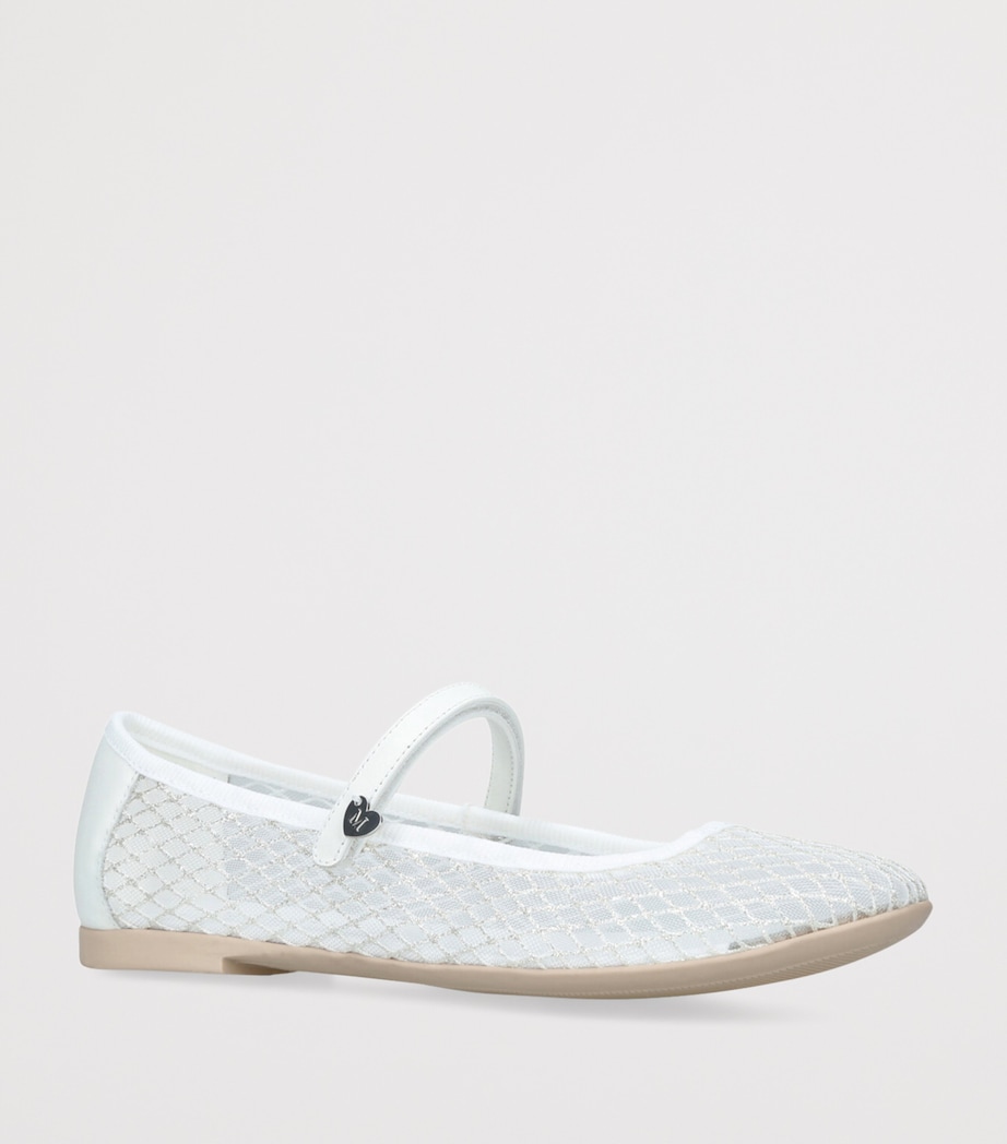 Mesh Glitter Ballet Flats WHITE Image 3