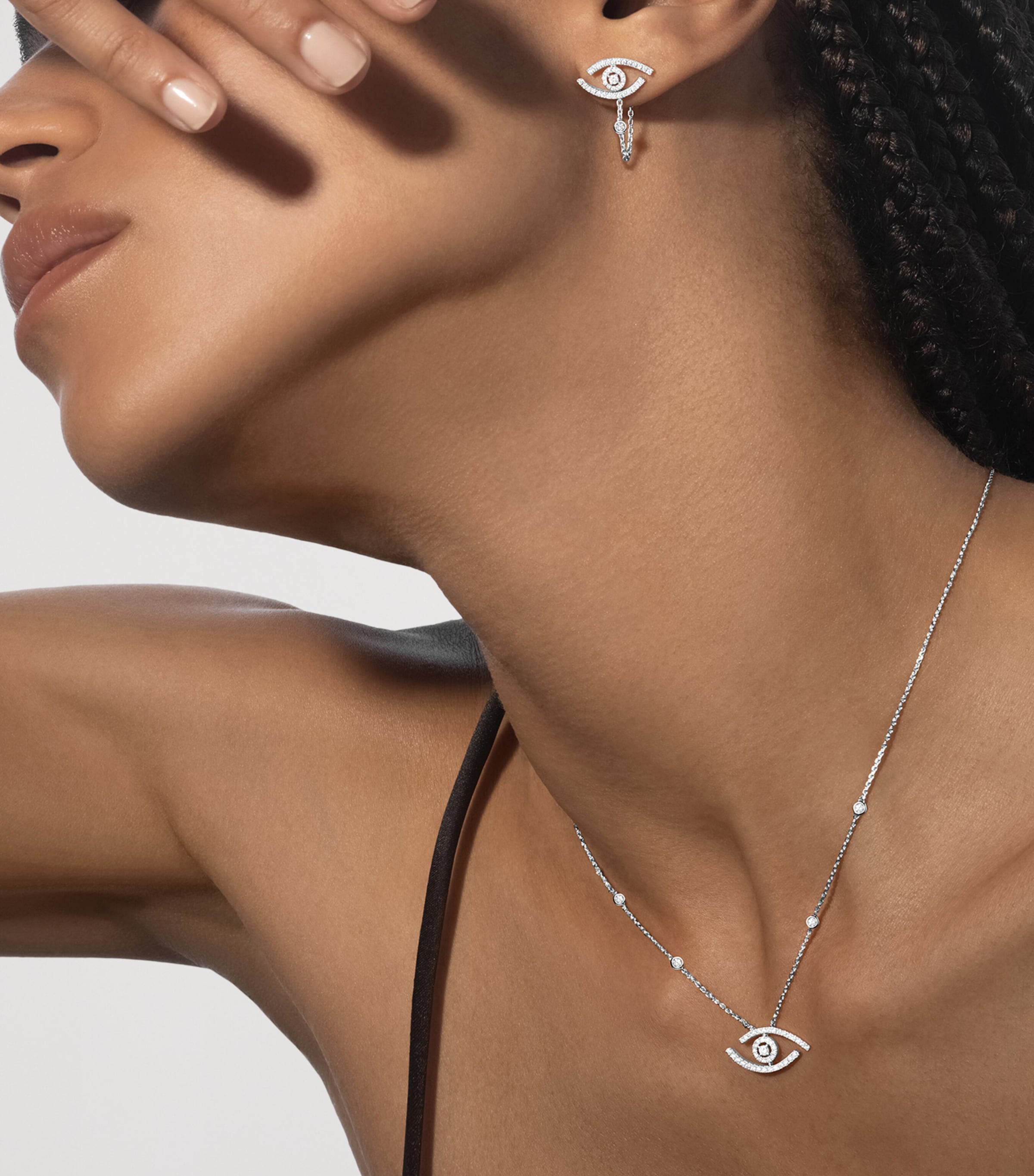 Messika Lucky Eye White Gold and Diamond Pavé Necklace White Gold Image 2