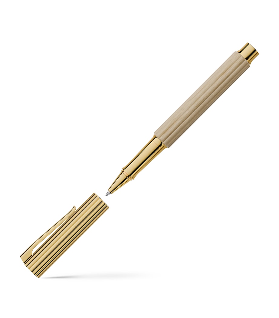 Gold-Trim Hornbeam Wood Bloom Rollerball Pen GOLD Image 5
