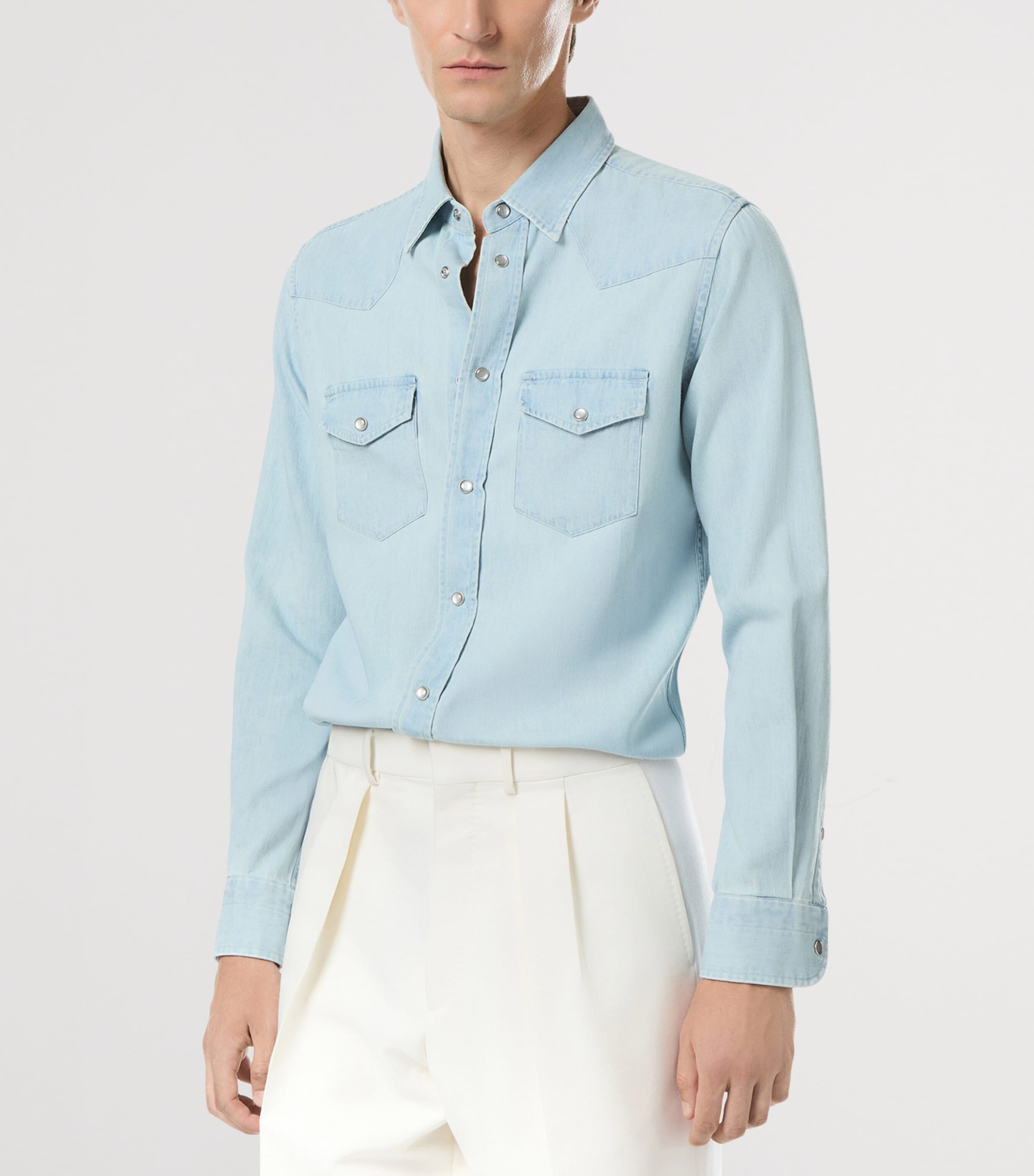 TOM FORD Mens Denim Western Slim Shirt Uan Image 2