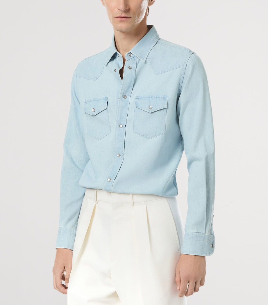 TOM FORD Mens Denim Western Slim Shirt Uan Image 2