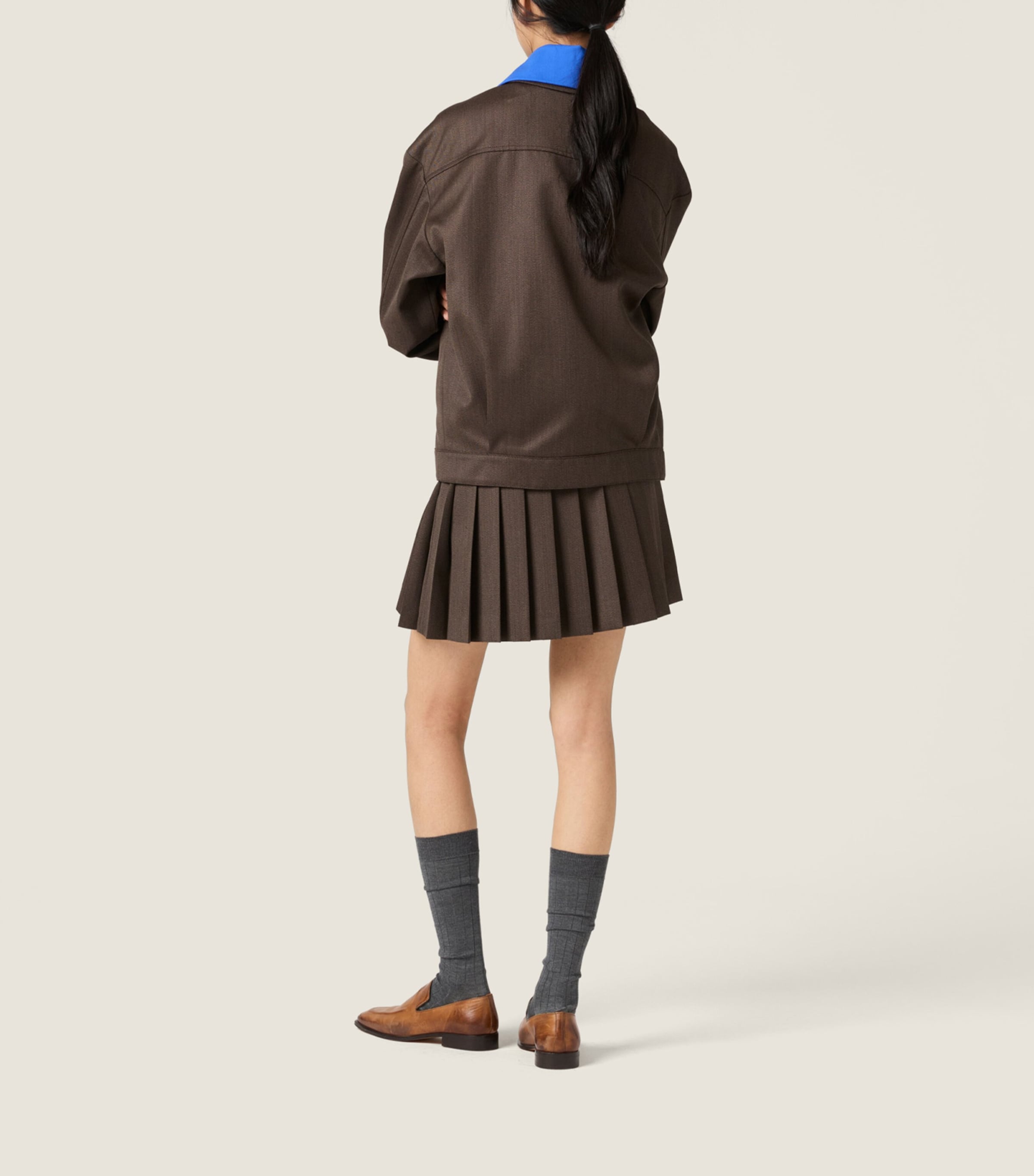 Wool Pleated Mini Skirt F0324 Image 3