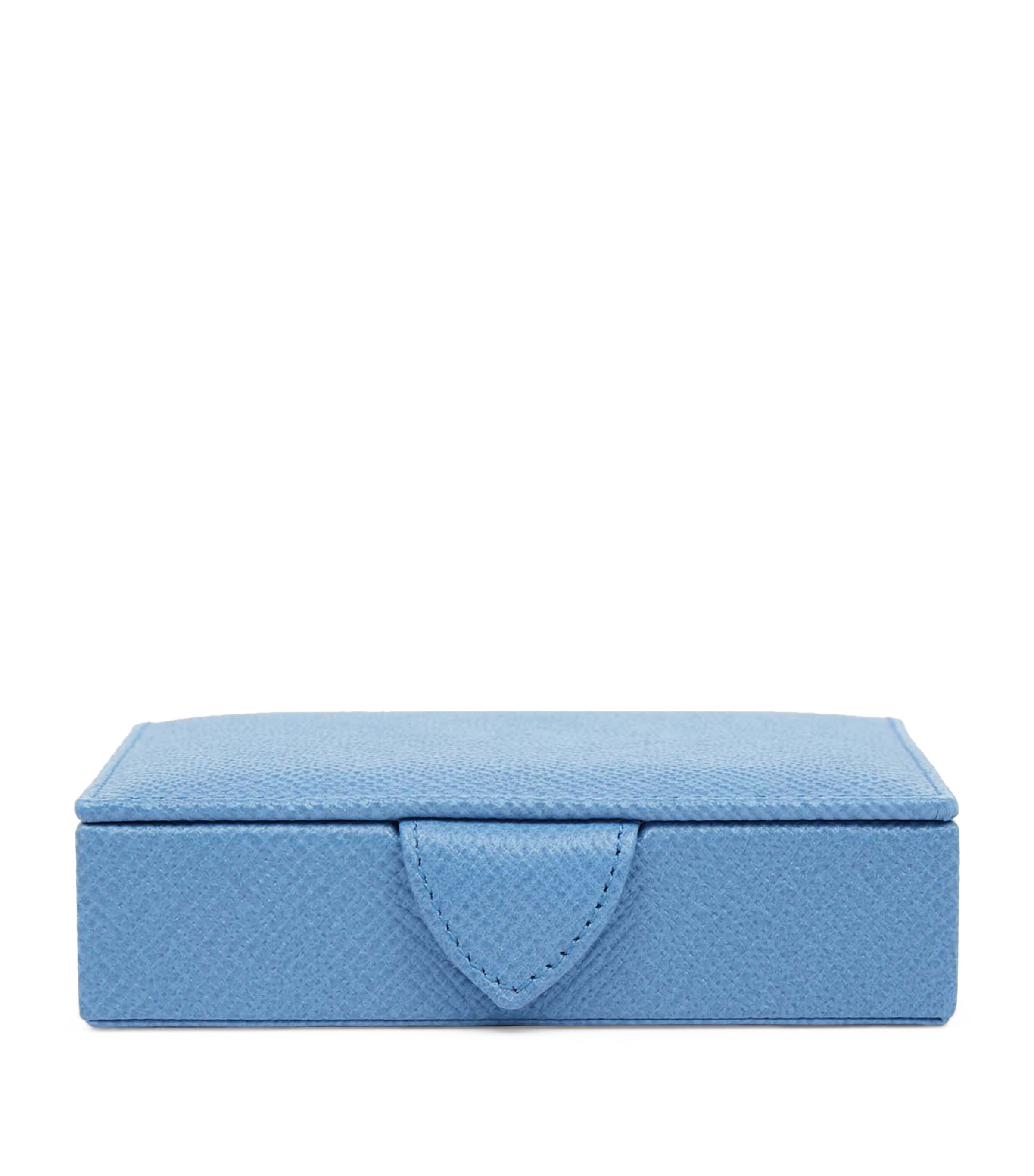 Smythson Small Panama Leather Jewellery Box In Blue