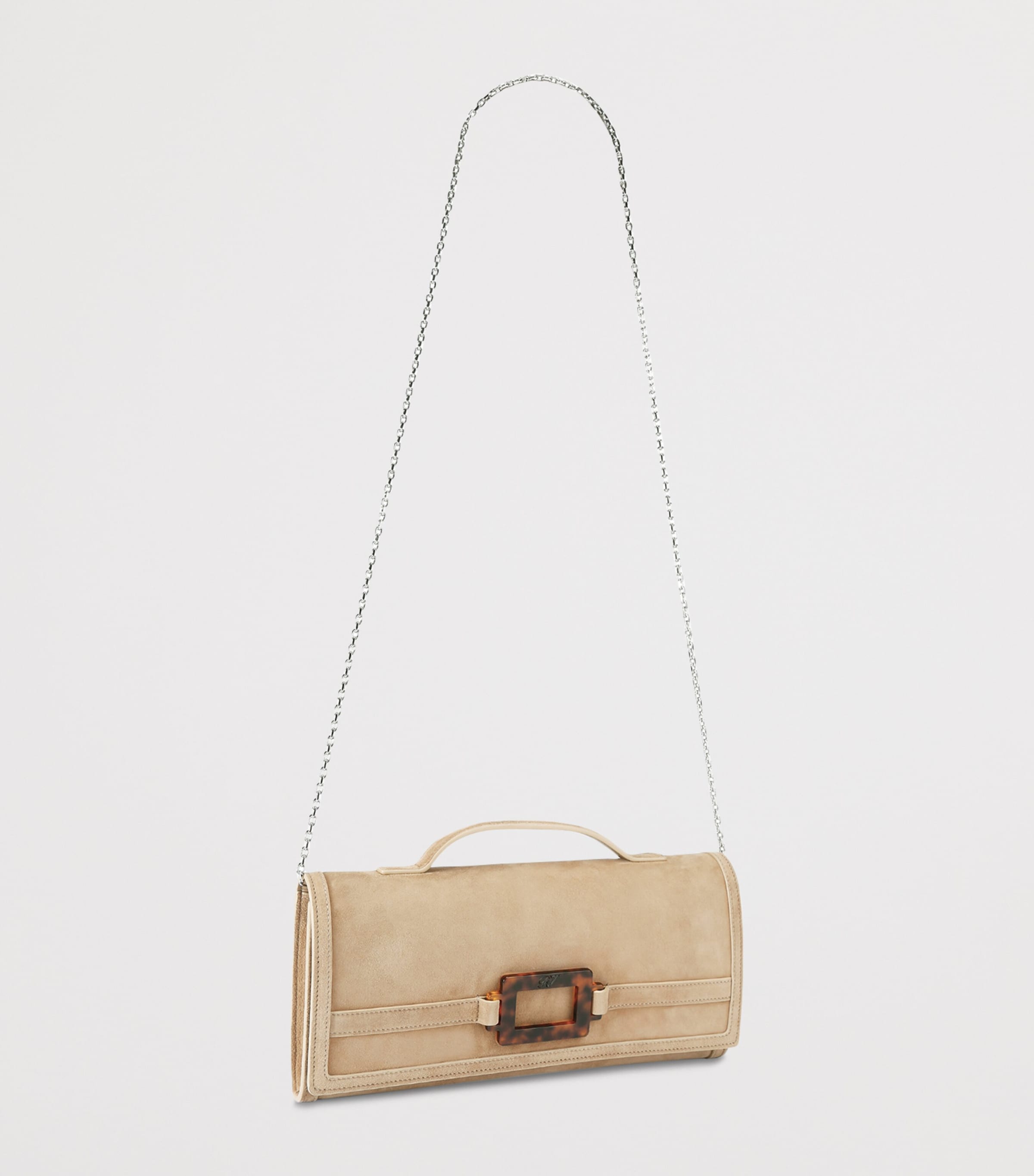 Suede Belle Vivier Clutch Bag BEIGE Image 4